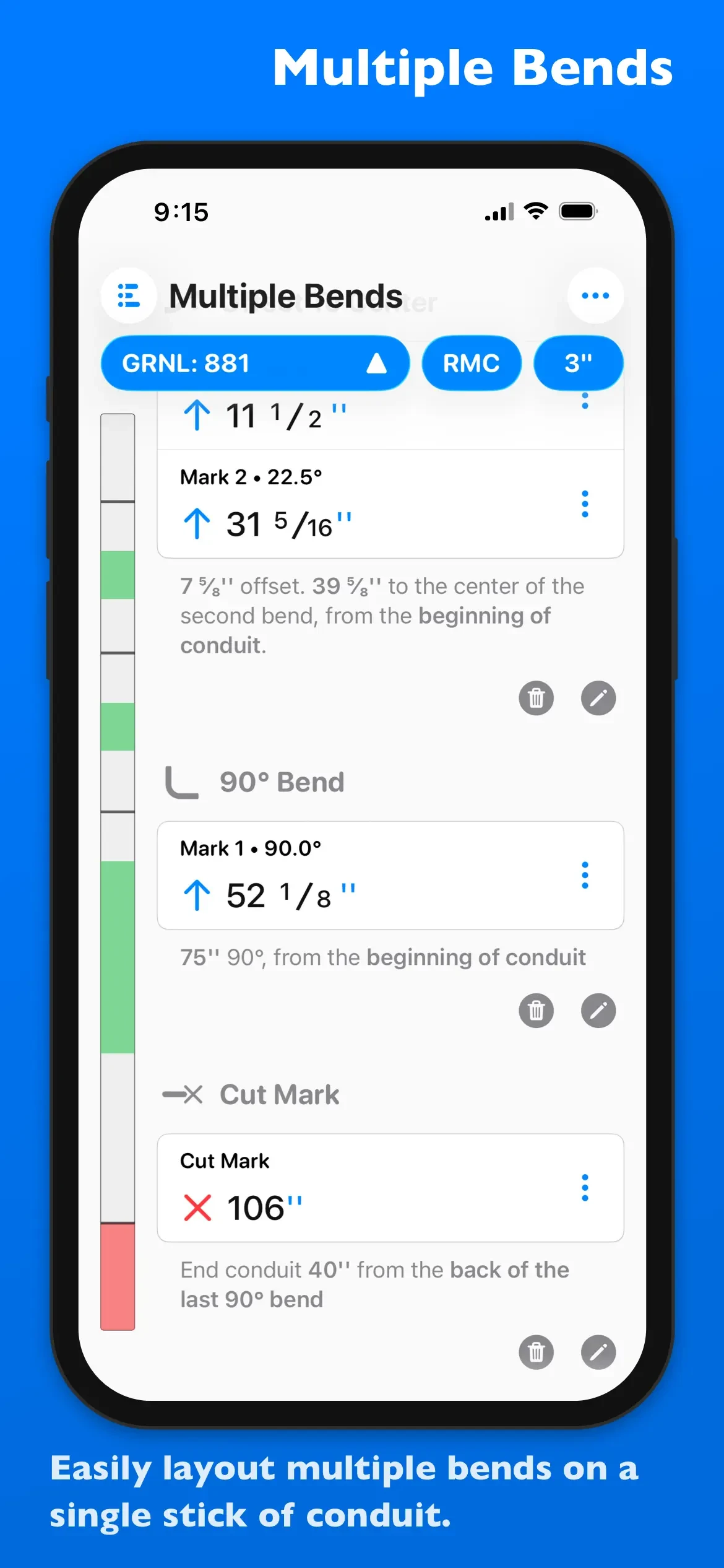 QuickBend: Conduit Bending app store screenshot 4 — Productivity (iOS)