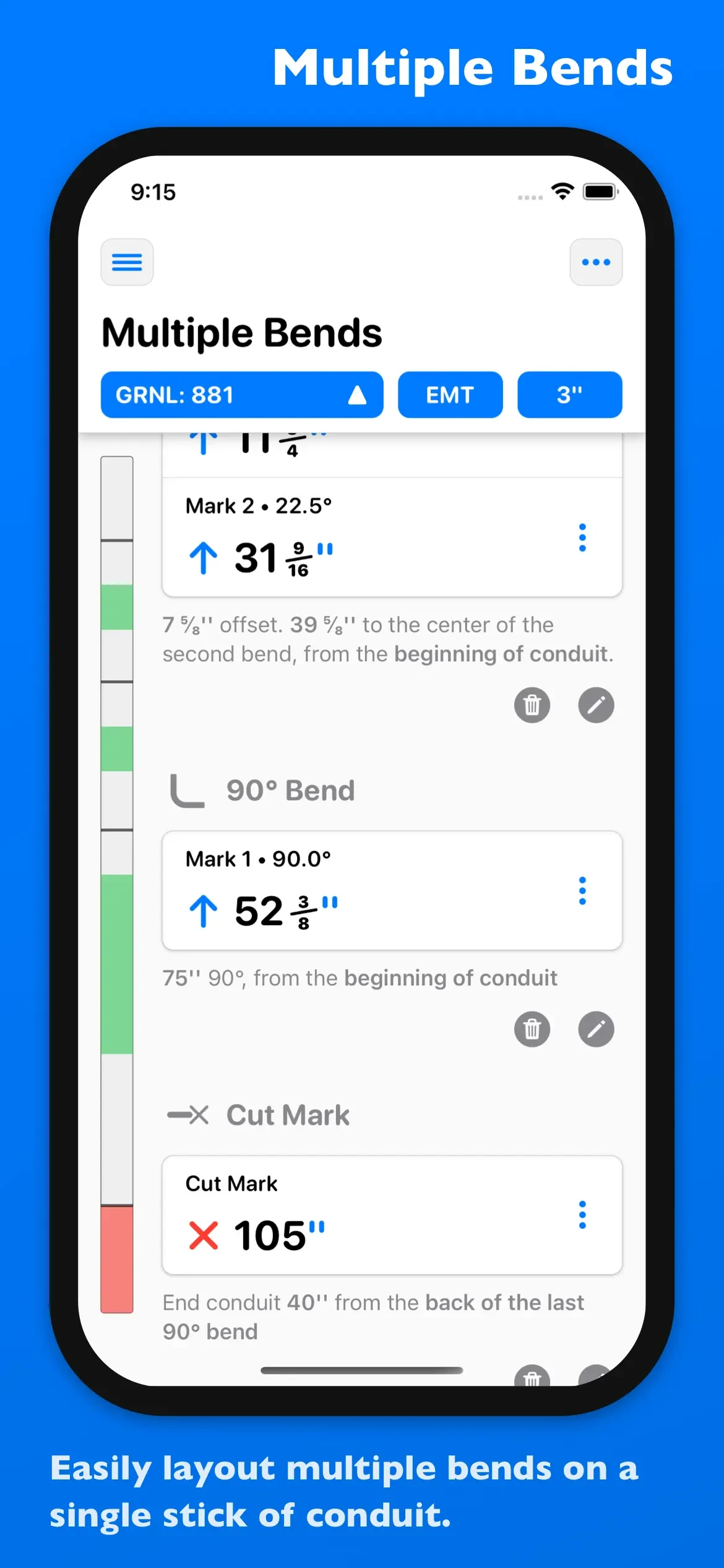 QuickBend: Conduit Bending app store screenshot 3 — Productivity (iOS)