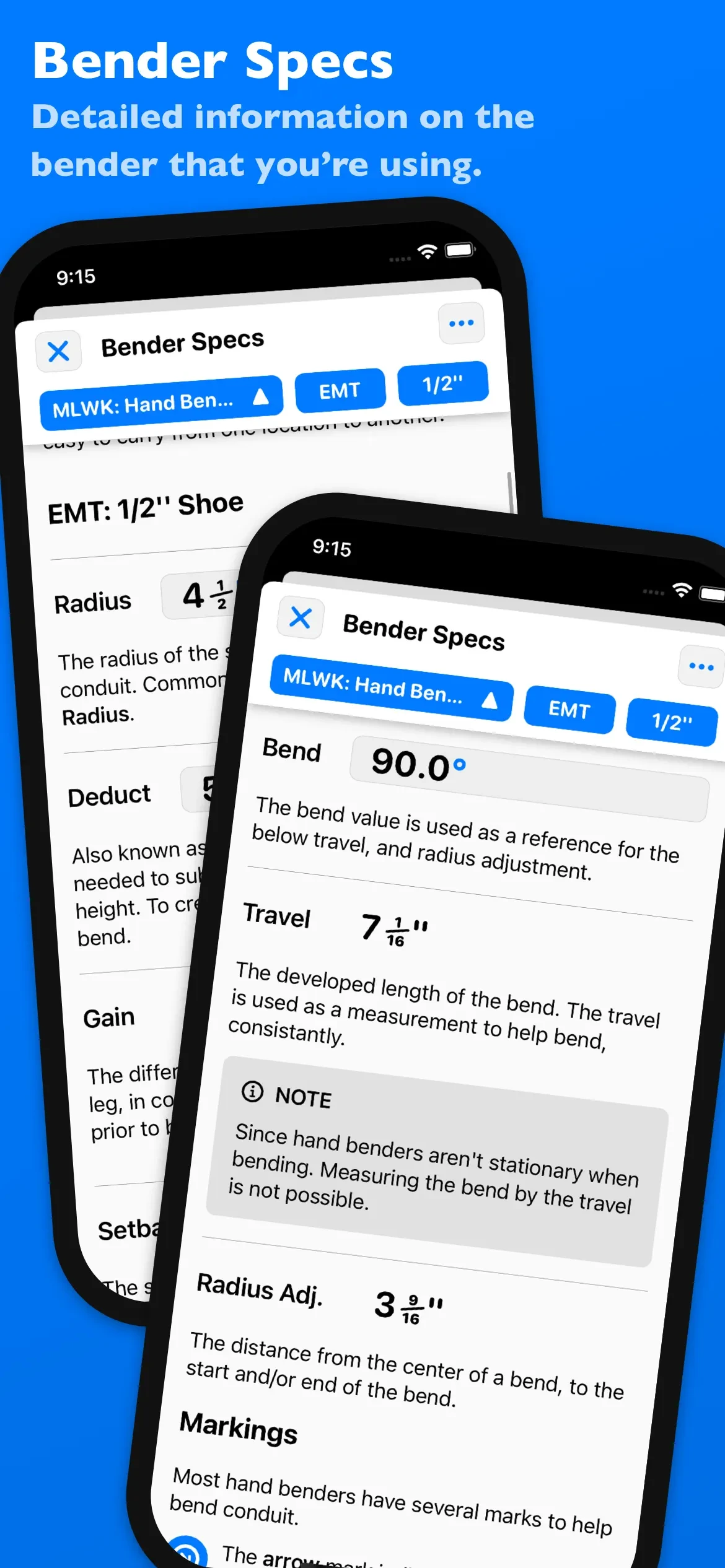 QuickBend: Conduit Bending app store screenshot 4 — Productivity (iOS)