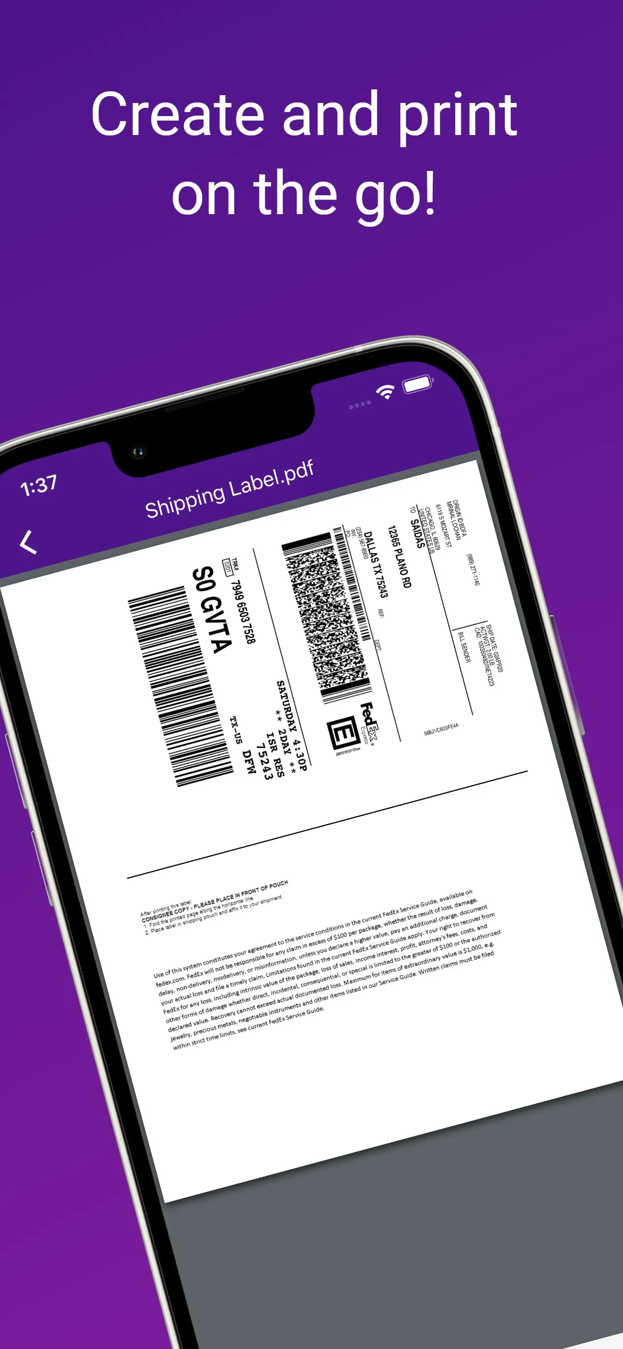 FedEx Mobile app store screenshot 7 — Business (iOS)