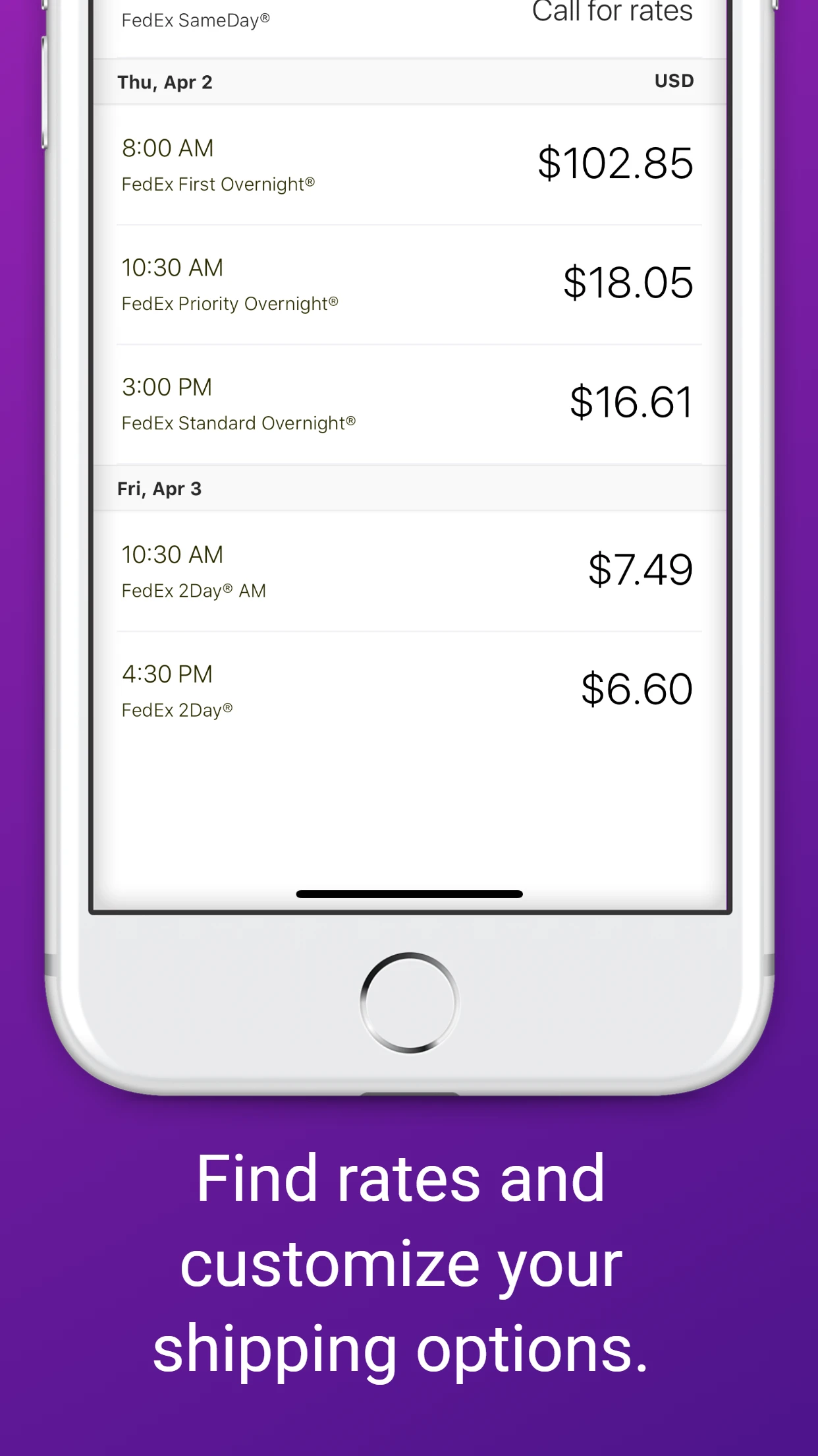 FedEx Mobile app store screenshot 6 — Business (iOS)