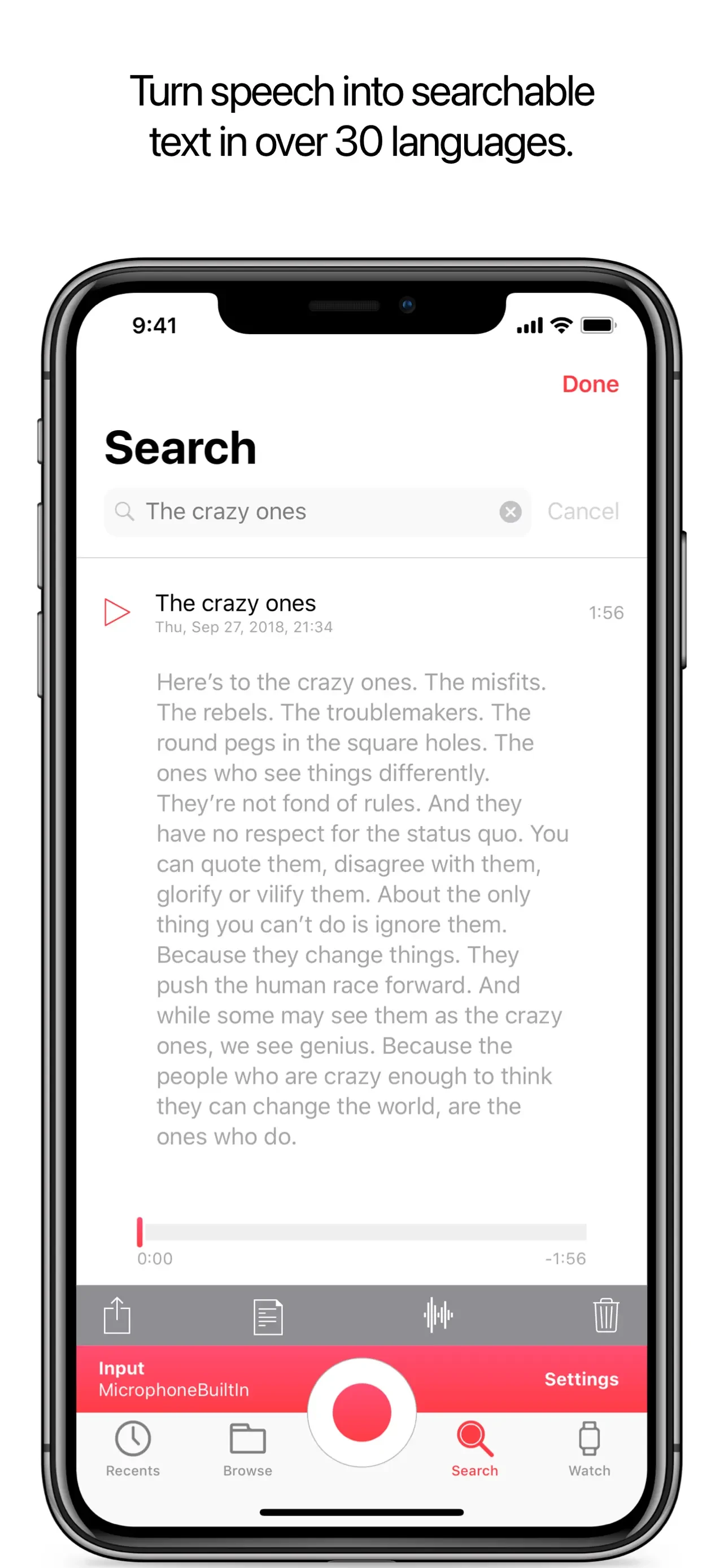 Just Press Record app store screenshot 3 — Utilities (iOS)