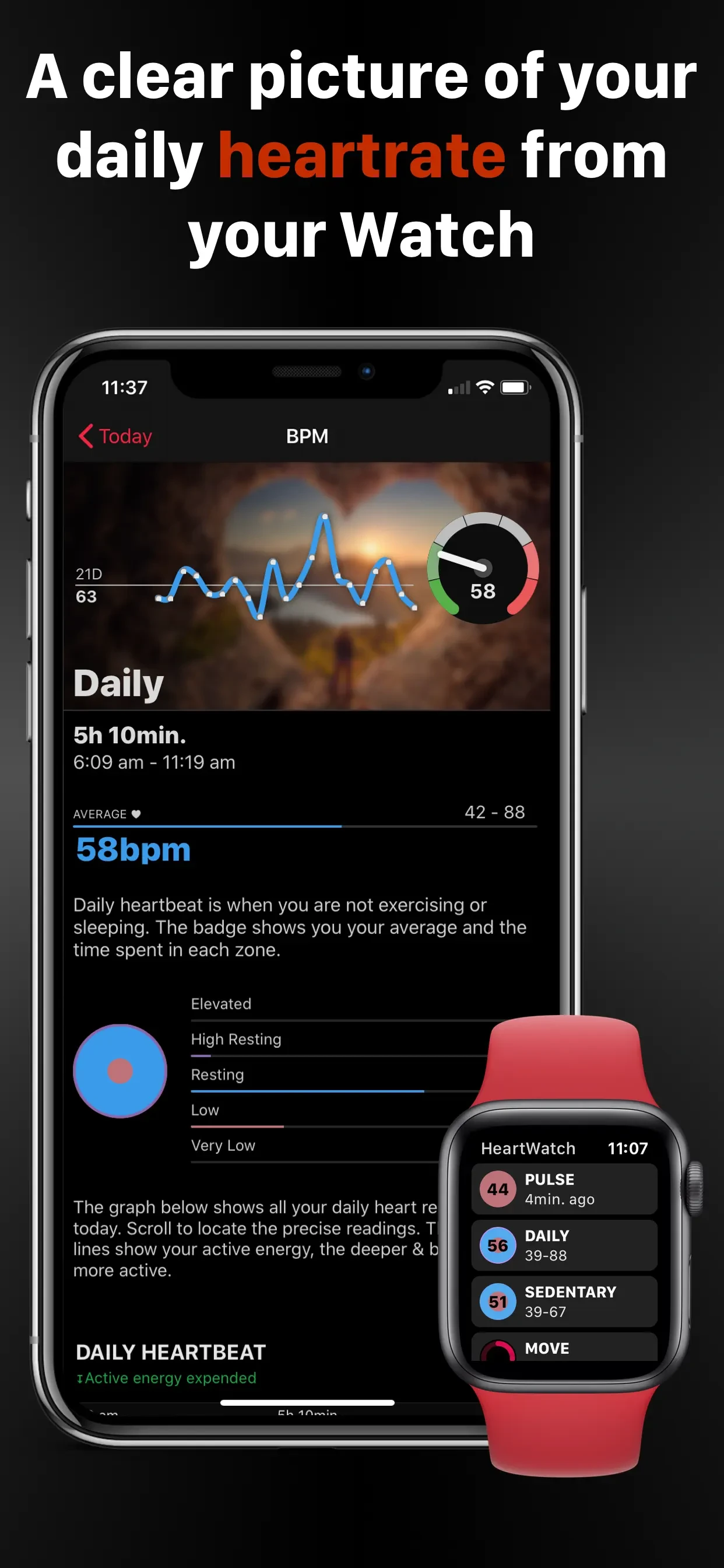 HeartWatch: Heart Rate Monitor app store screenshot 4 — Health & Fitness (iOS)