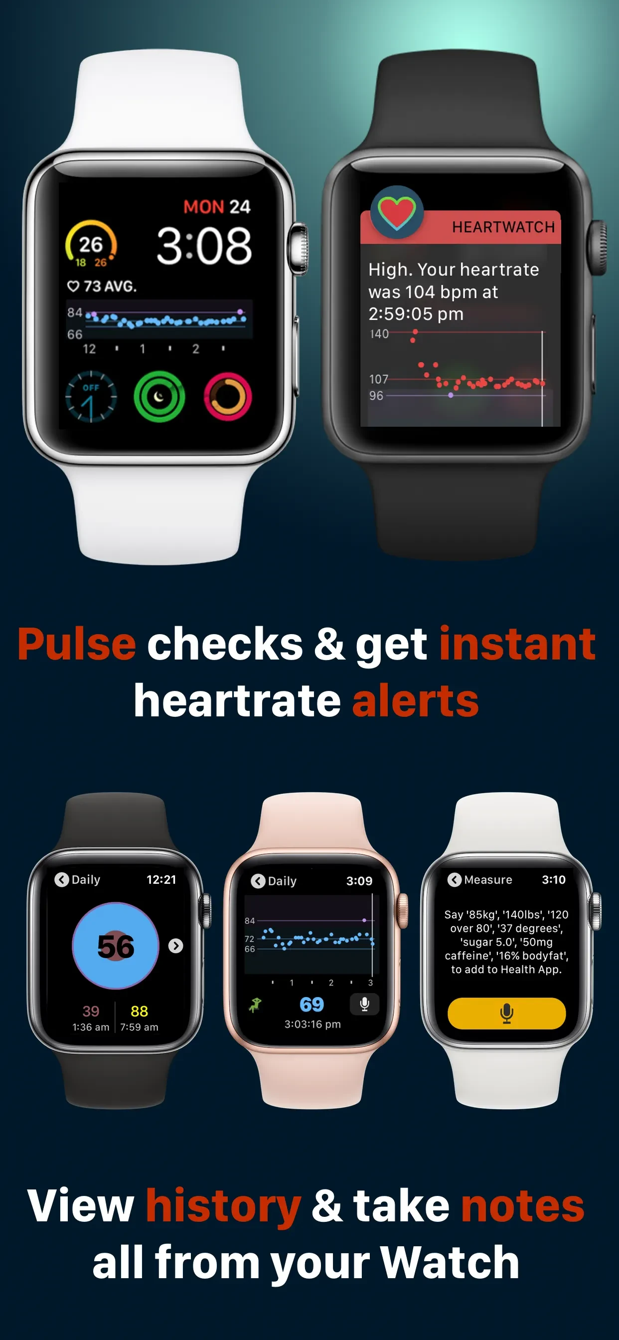HeartWatch: Heart Rate Monitor app store screenshot 5 — Health & Fitness (iOS)