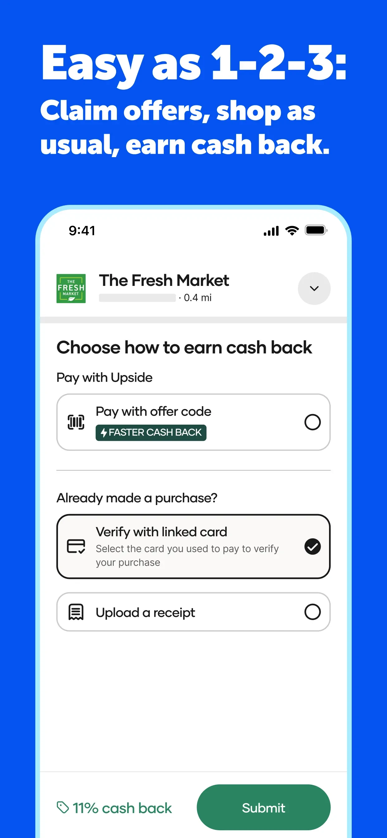 Upside: Gas & Food Cash Back app store screenshot 3 — Travel (iOS)