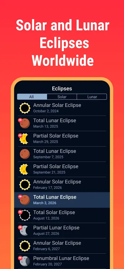 Eclipse Guide：March 2026 app store screenshot 1 — Reference (iOS)