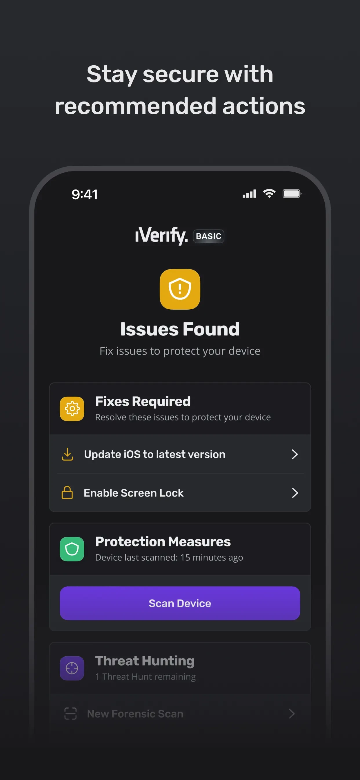iVerify Basic app store screenshot 4 — Utilities (iOS)