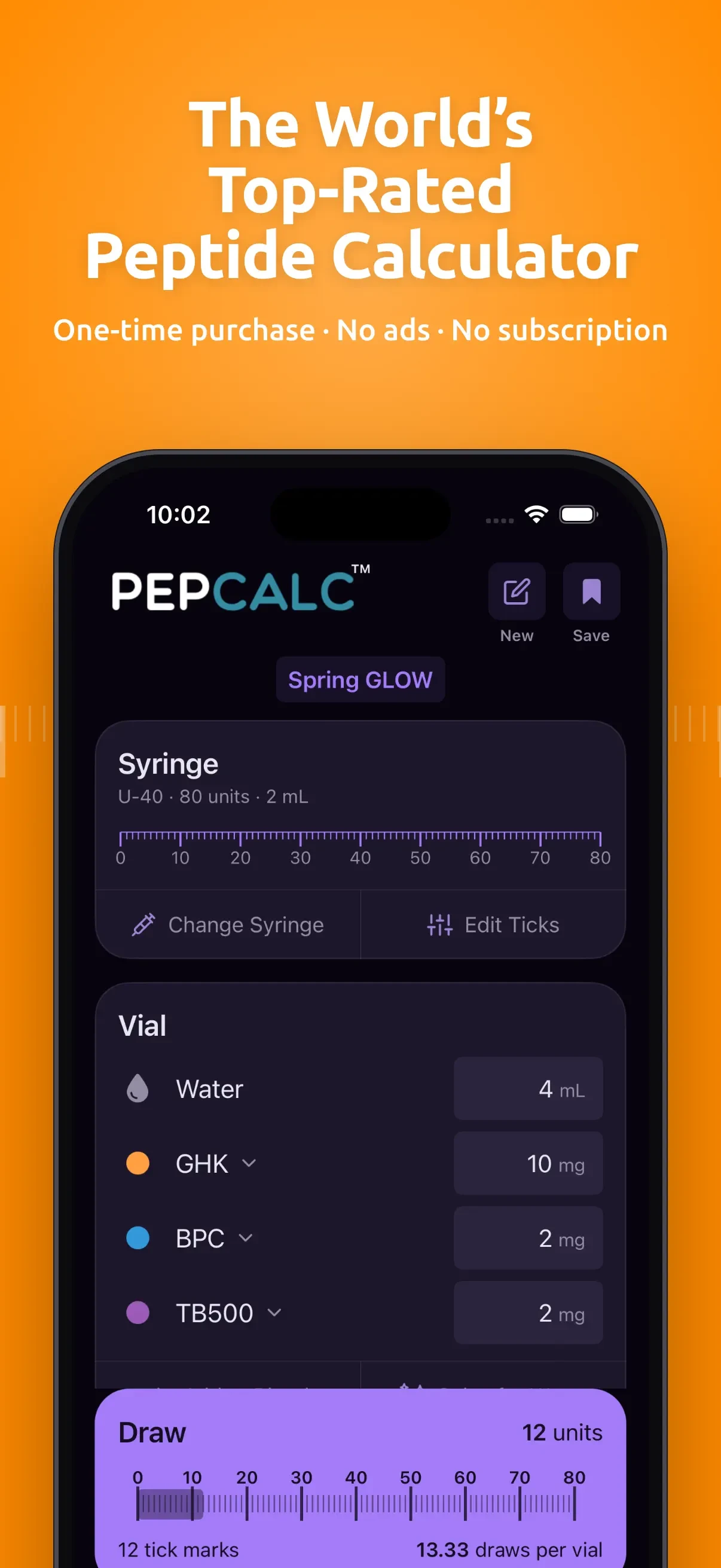 PepCalc: Peptide Calculator app store screenshot 1 — Health & Fitness (iOS)