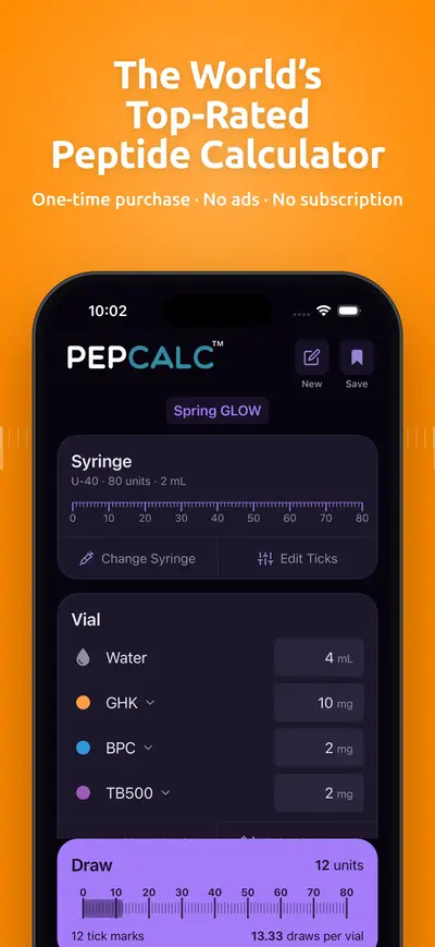 PepCalc: Peptide Calculator app store screenshot 1 — Health & Fitness (iOS)