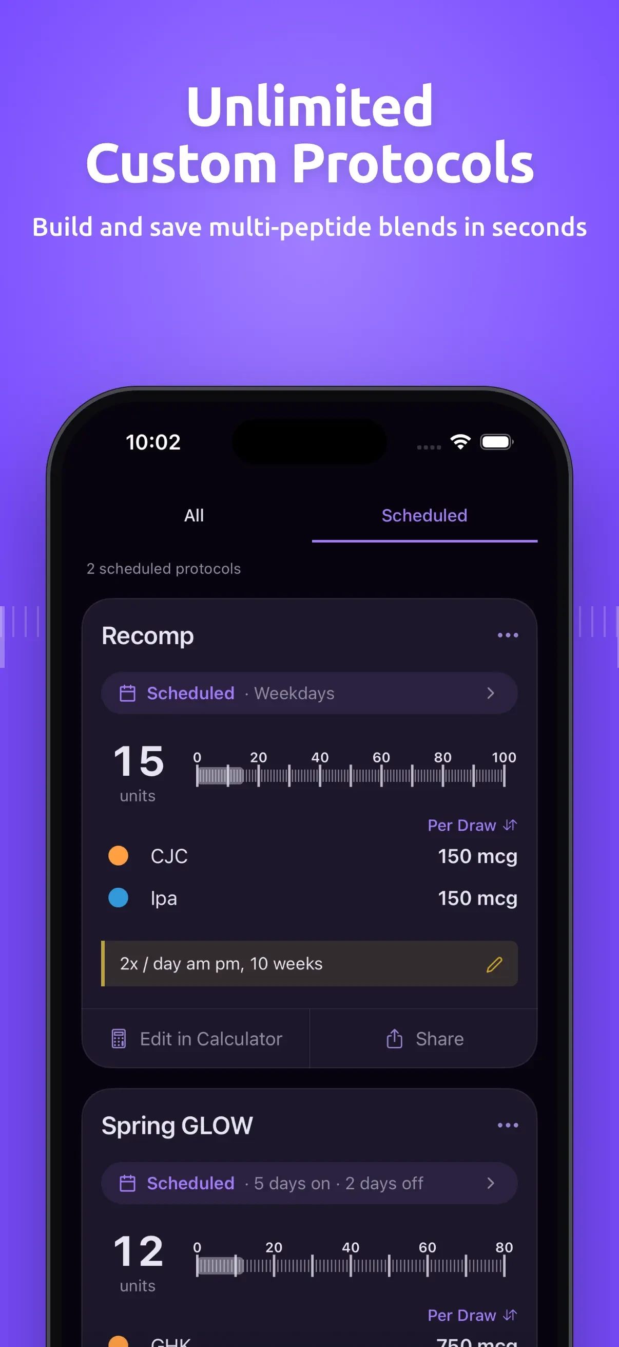 PepCalc: Peptide Calculator app store screenshot 2 — Health & Fitness (iOS)