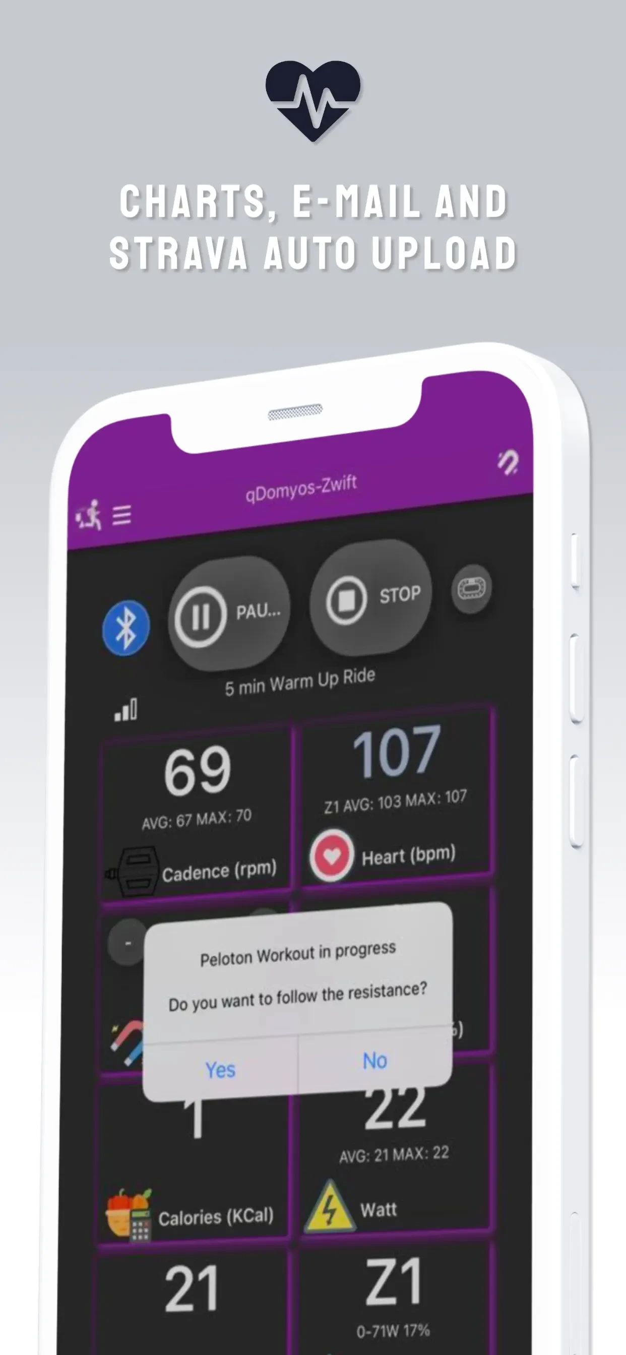QZ - qdomyos-zwift app store screenshot 4 — Sports (iOS)