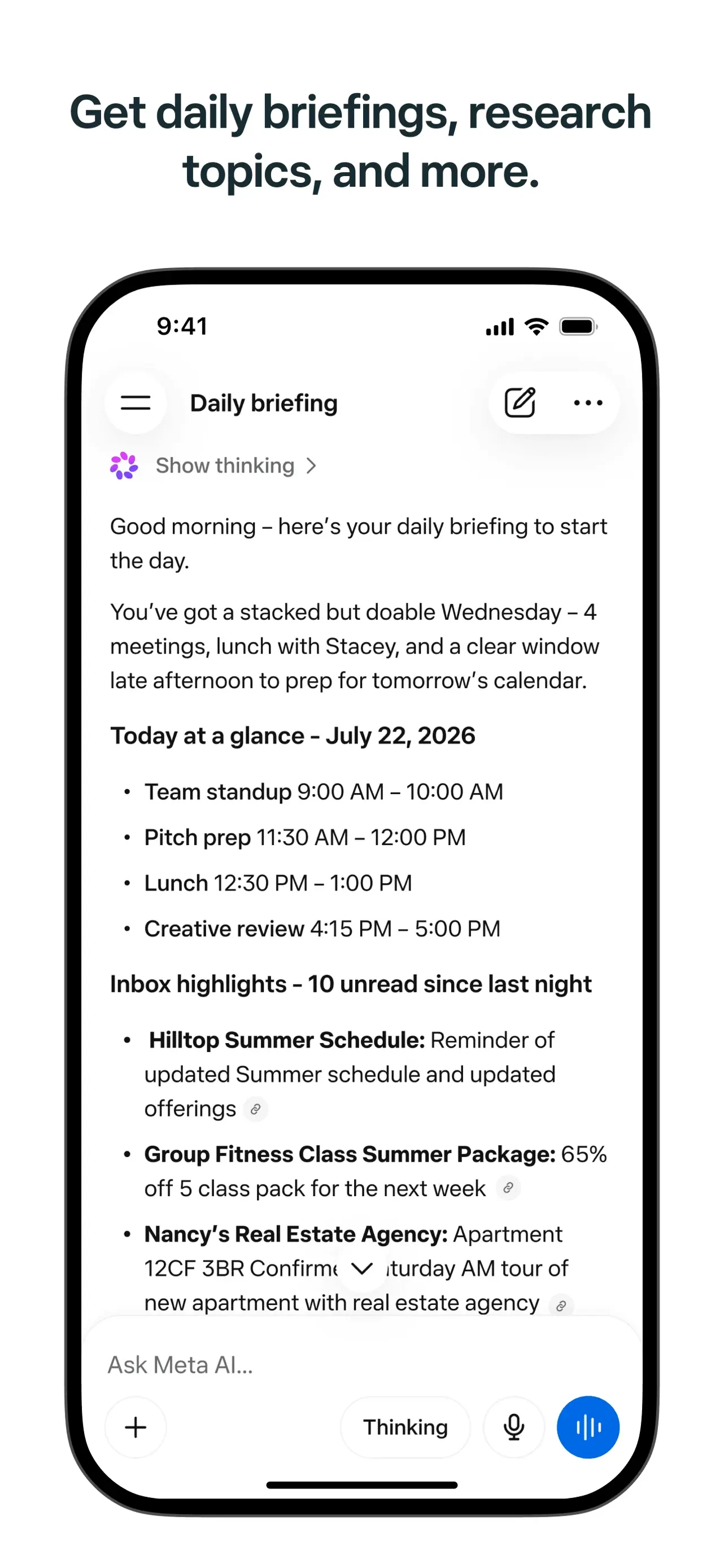 Meta AI app store screenshot 1 — Productivity (iOS)