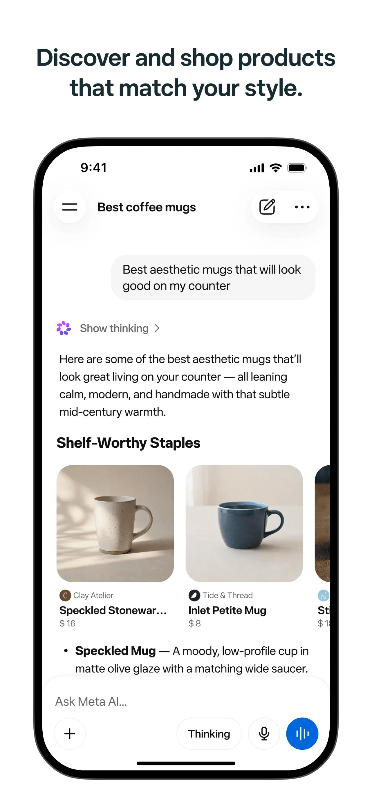 Meta AI app store screenshot 3 — Productivity (iOS)