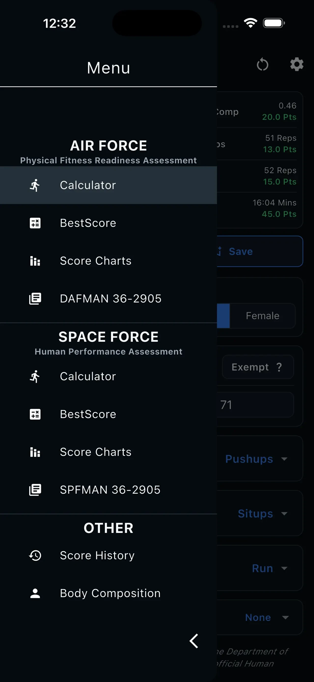 Air & Space Fitness Calculator app store screenshot 2 — Health & Fitness (iOS)