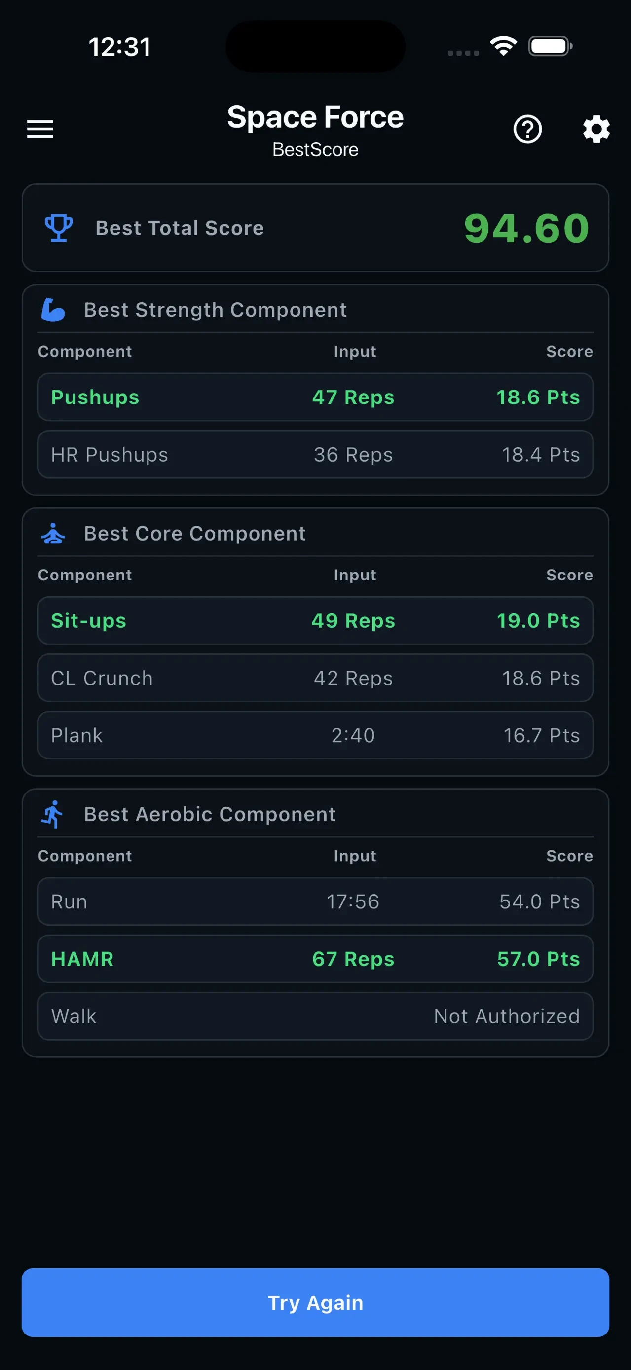 Air & Space Fitness Calculator app store screenshot 3 — Health & Fitness (iOS)