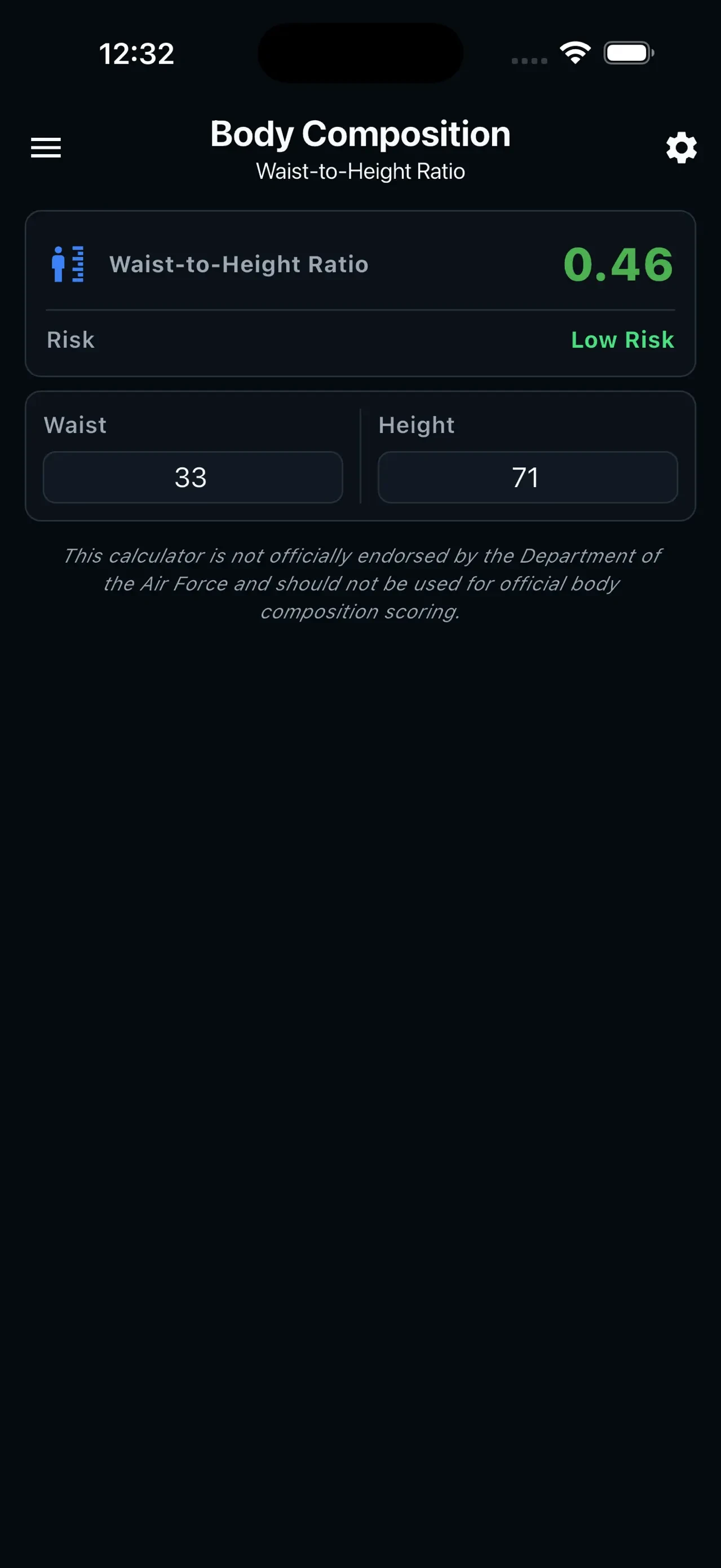 Air & Space Fitness Calculator app store screenshot 7 — Health & Fitness (iOS)