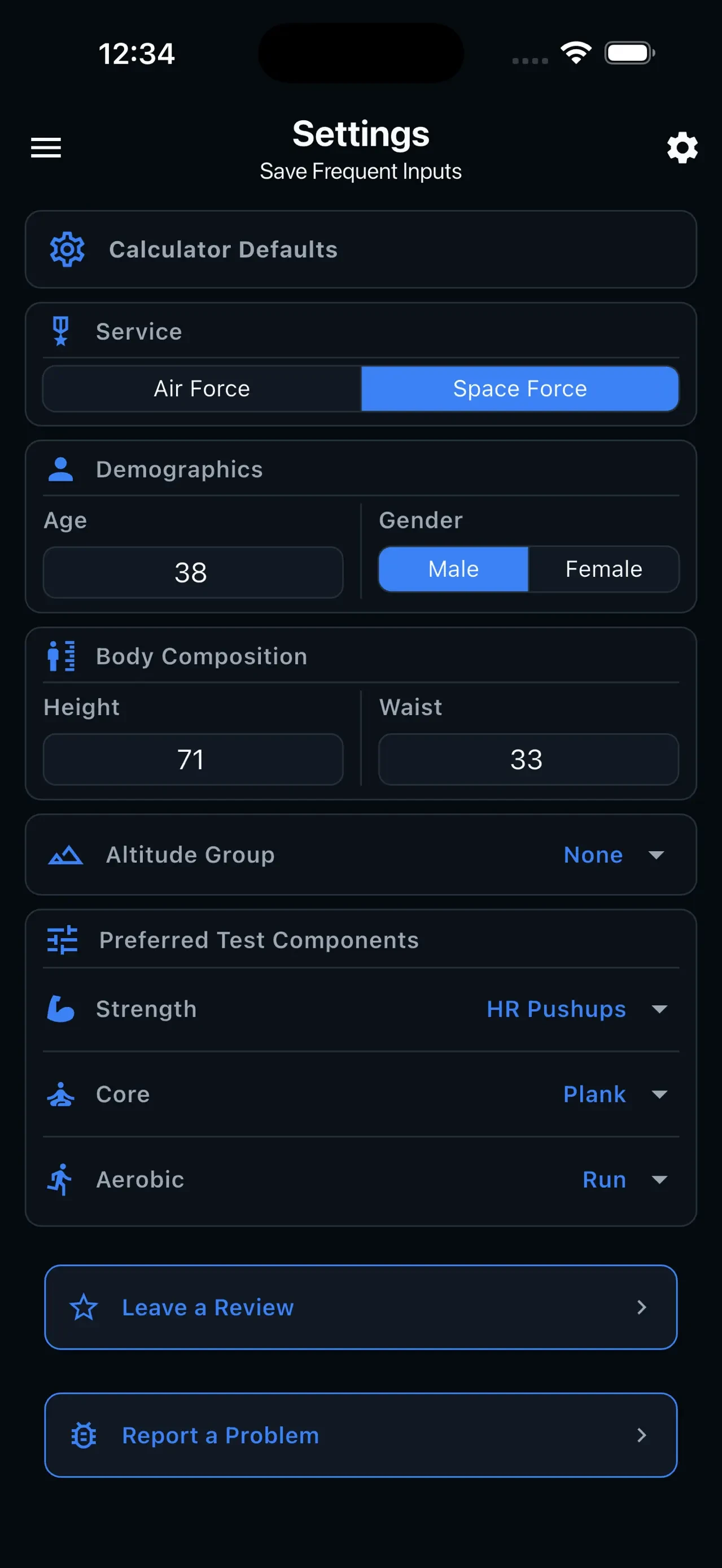 Air & Space Fitness Calculator app store screenshot 8 — Health & Fitness (iOS)