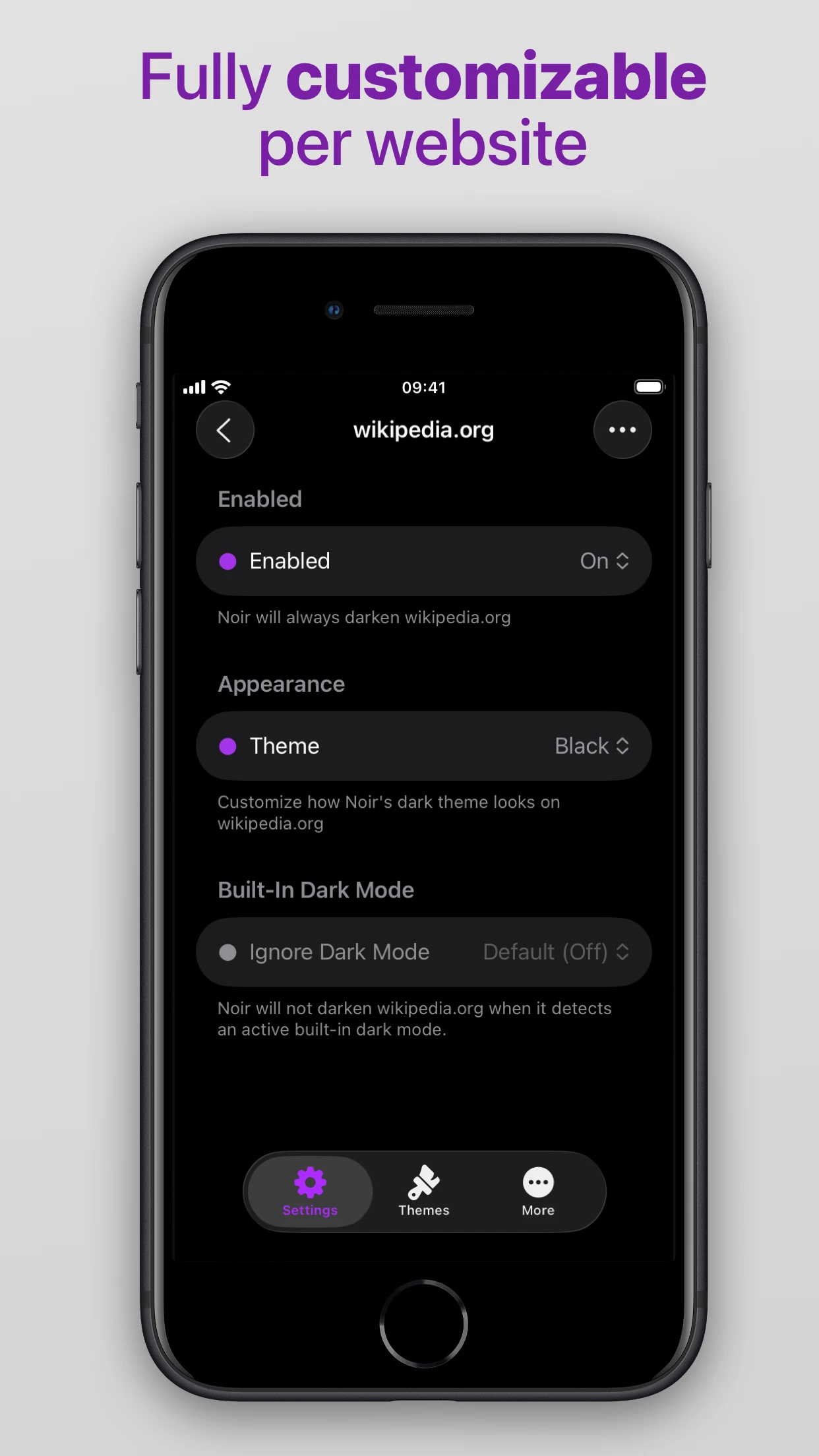 Noir - Dark Mode for Safari app store screenshot 4 — Utilities (iOS)