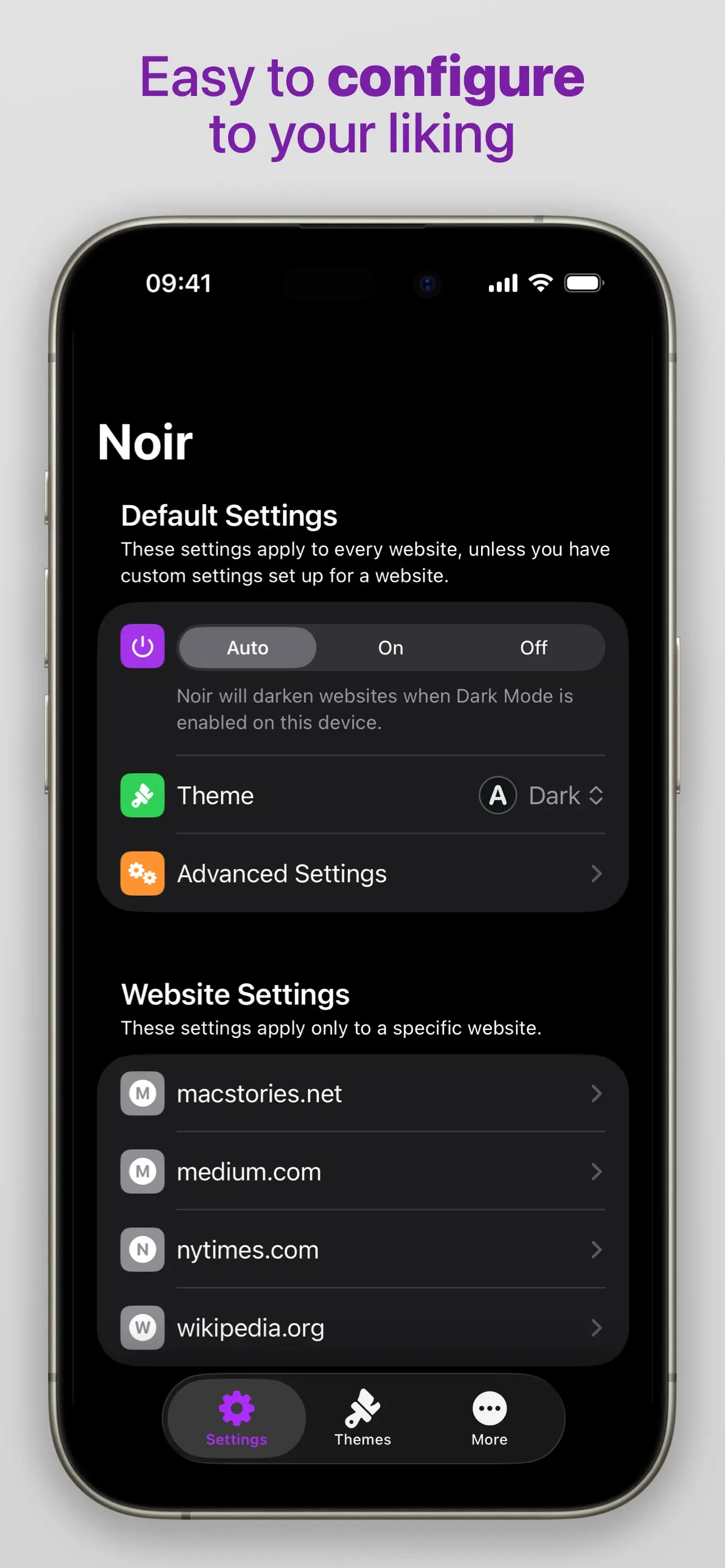 Noir - Dark Mode for Safari app store screenshot 3 — Utilities (iOS)