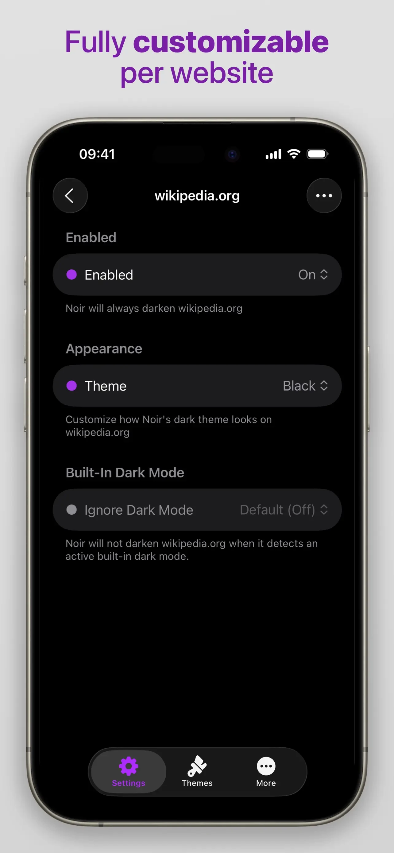Noir - Dark Mode for Safari app store screenshot 4 — Utilities (iOS)