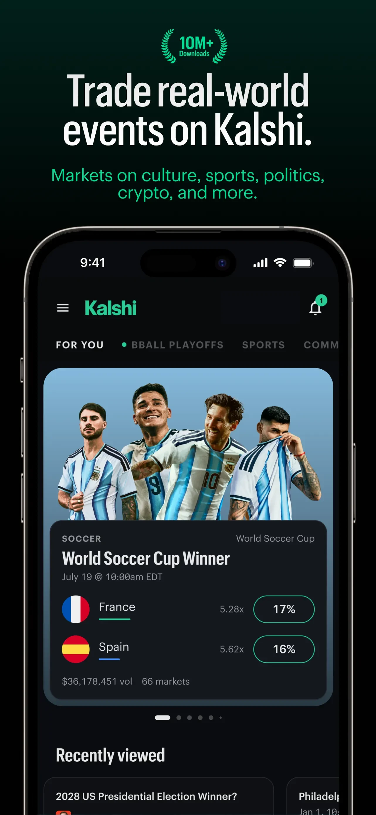 Kalshi: Trade the World Cup app store screenshot 1 — Finance (iOS)