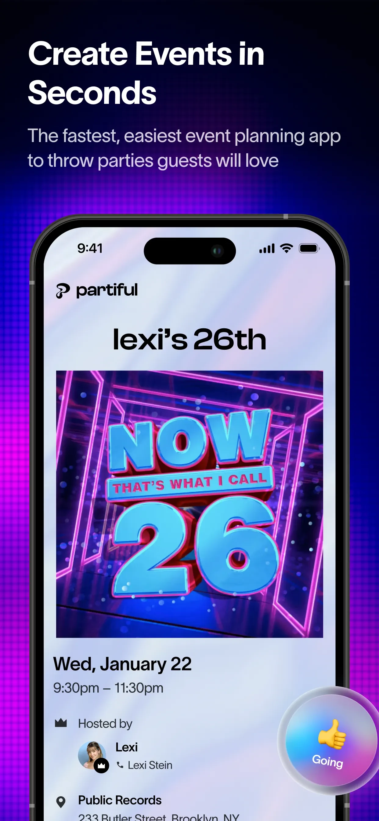 Partiful: Party Invite Maker app store screenshot 1 — Unknown (iOS)