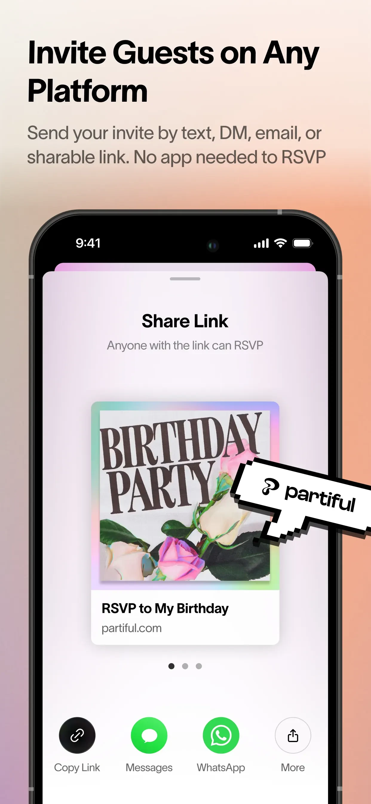 Partiful: Party Invite Maker app store screenshot 3 — Unknown (iOS)