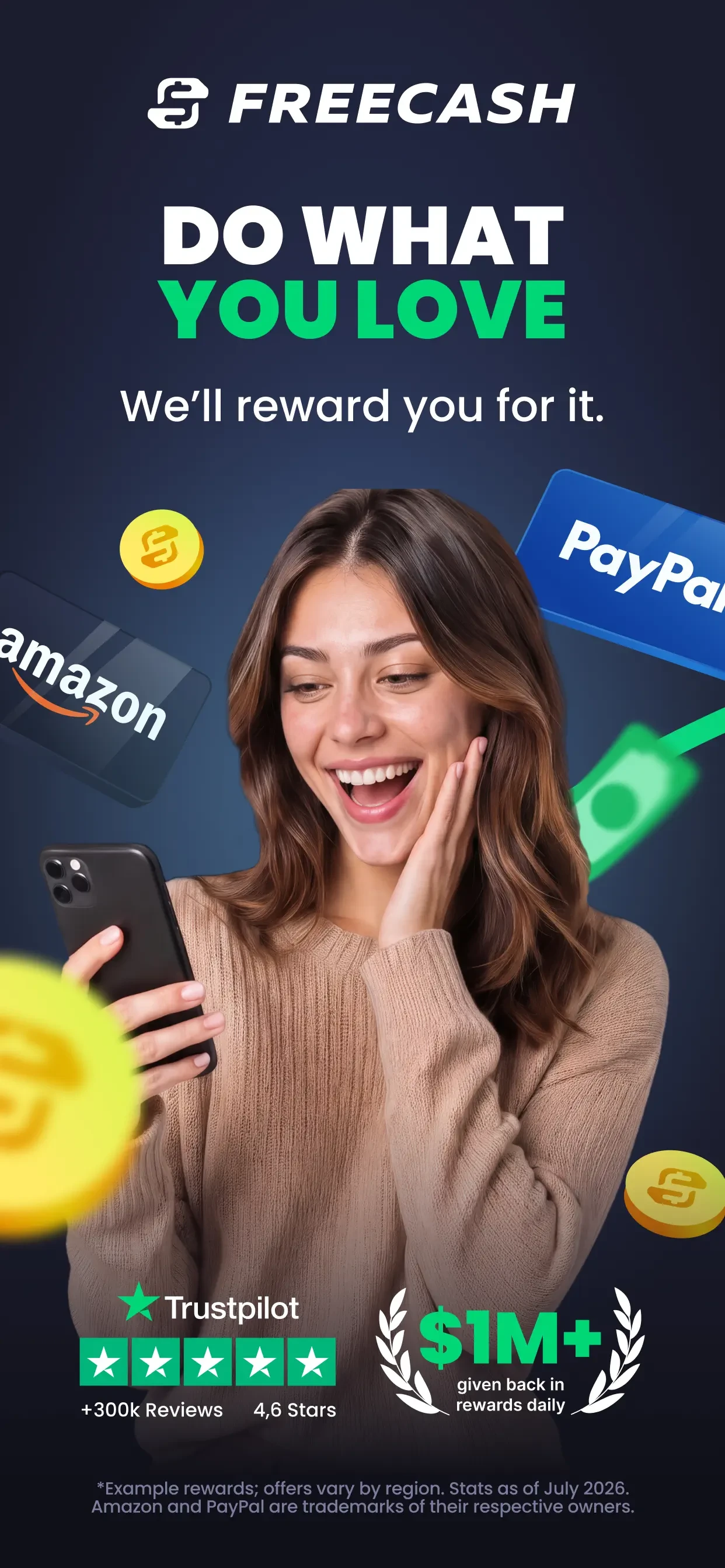 Freecash - Get Paid Real Money app store screenshot 1 — Entertainment (iOS)