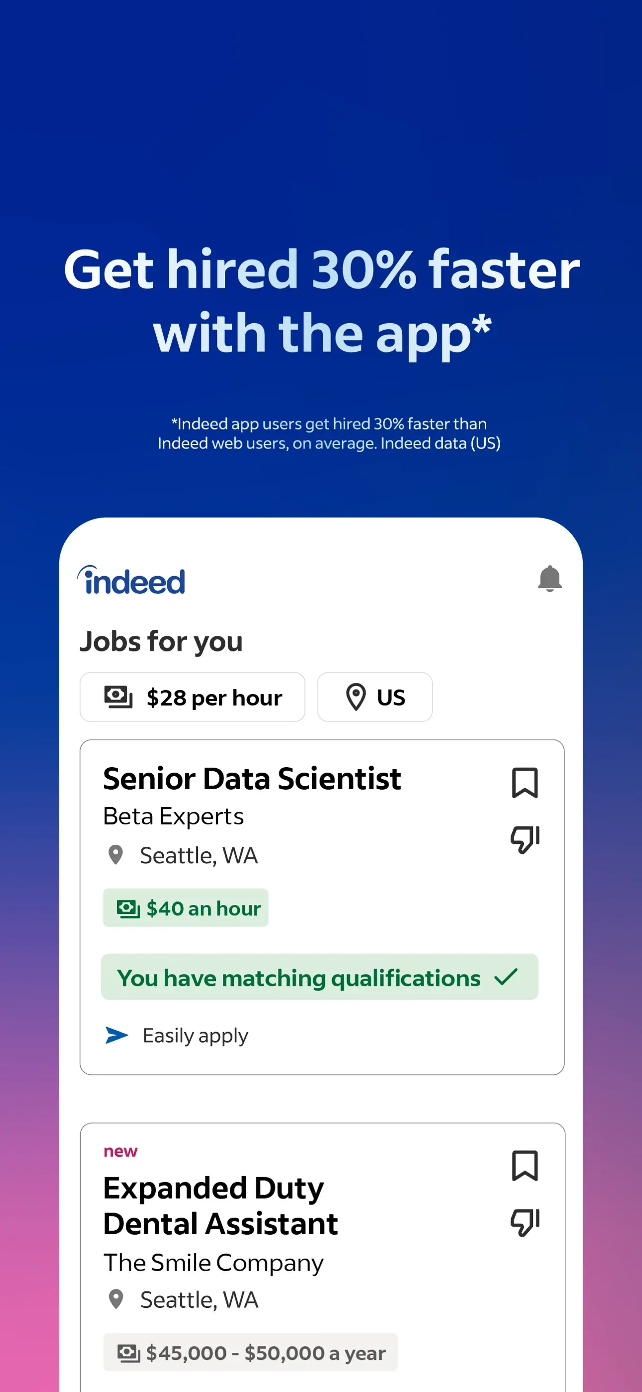 Indeed Job Search app store screenshot 2 — Business (iOS)