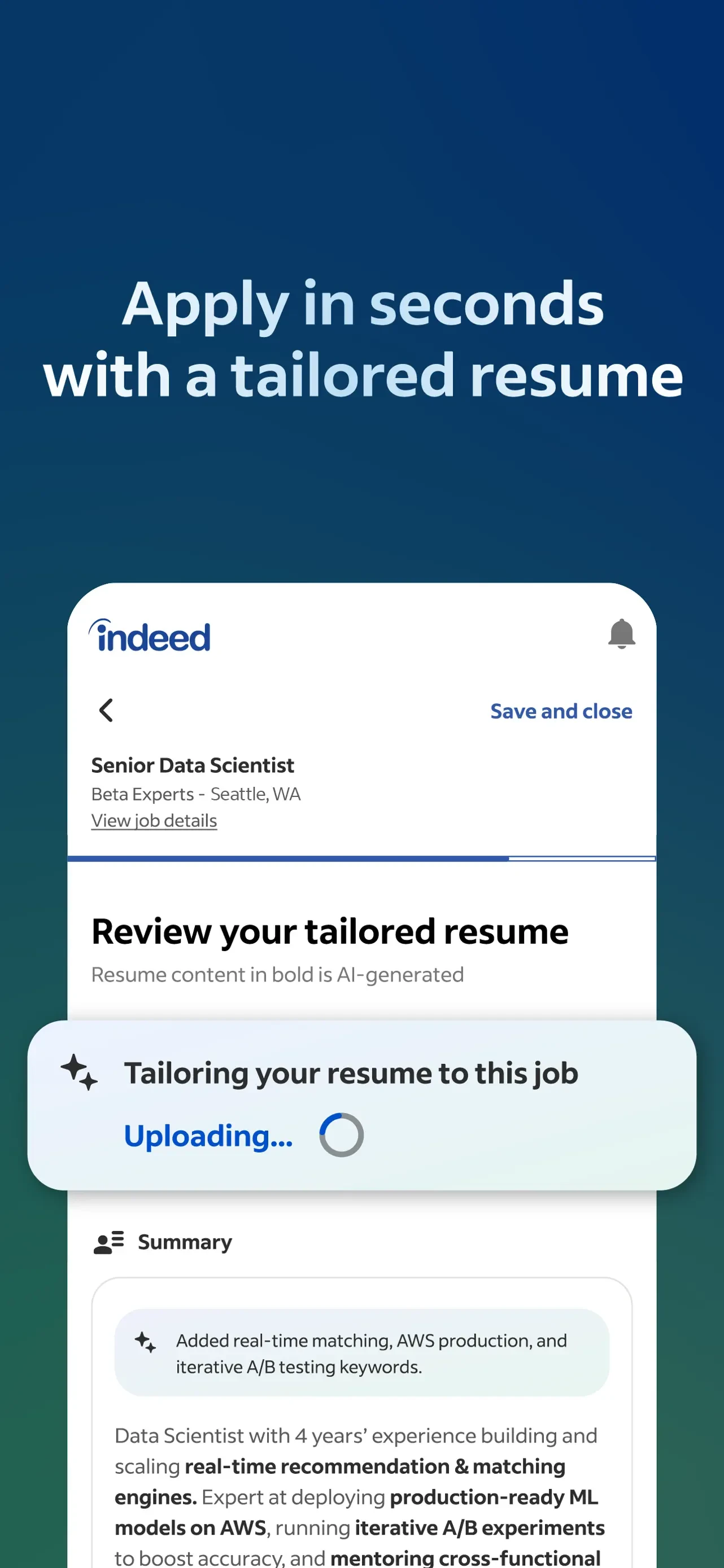Indeed Job Search app store screenshot 5 — Business (iOS)