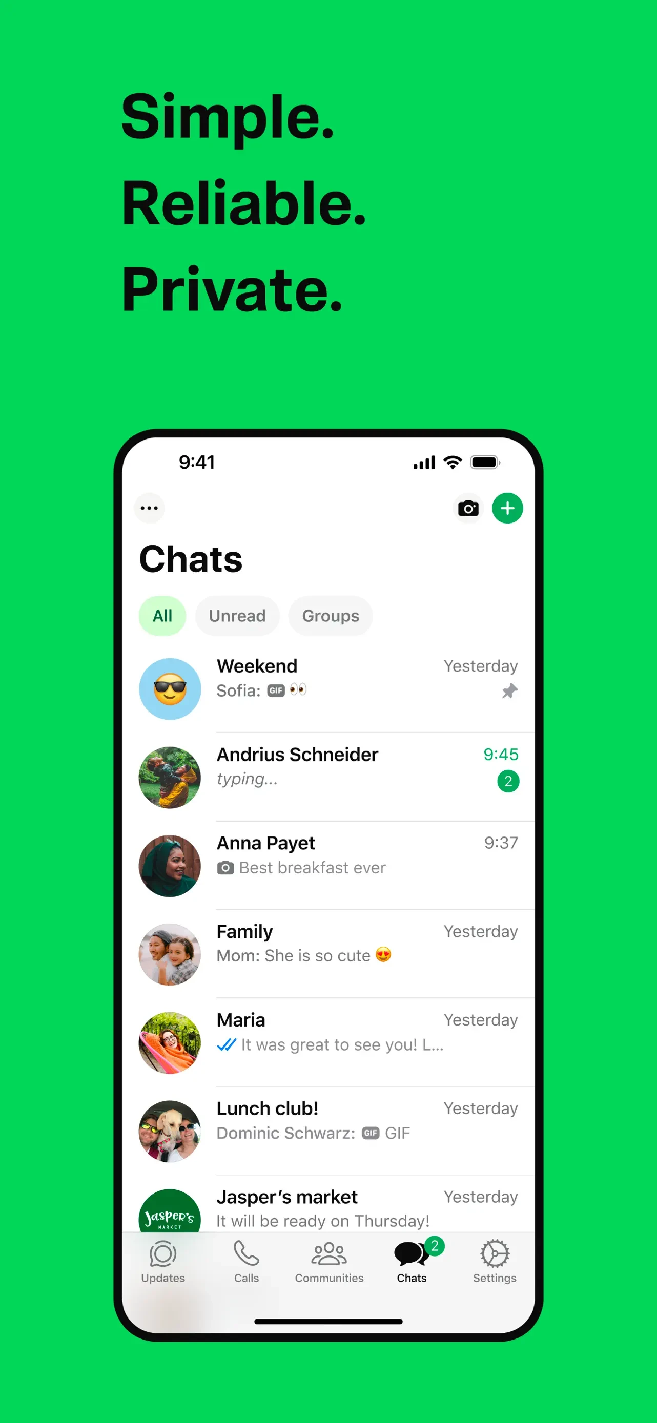 WhatsApp Messenger app store screenshot 1 — Social Networking (iOS)
