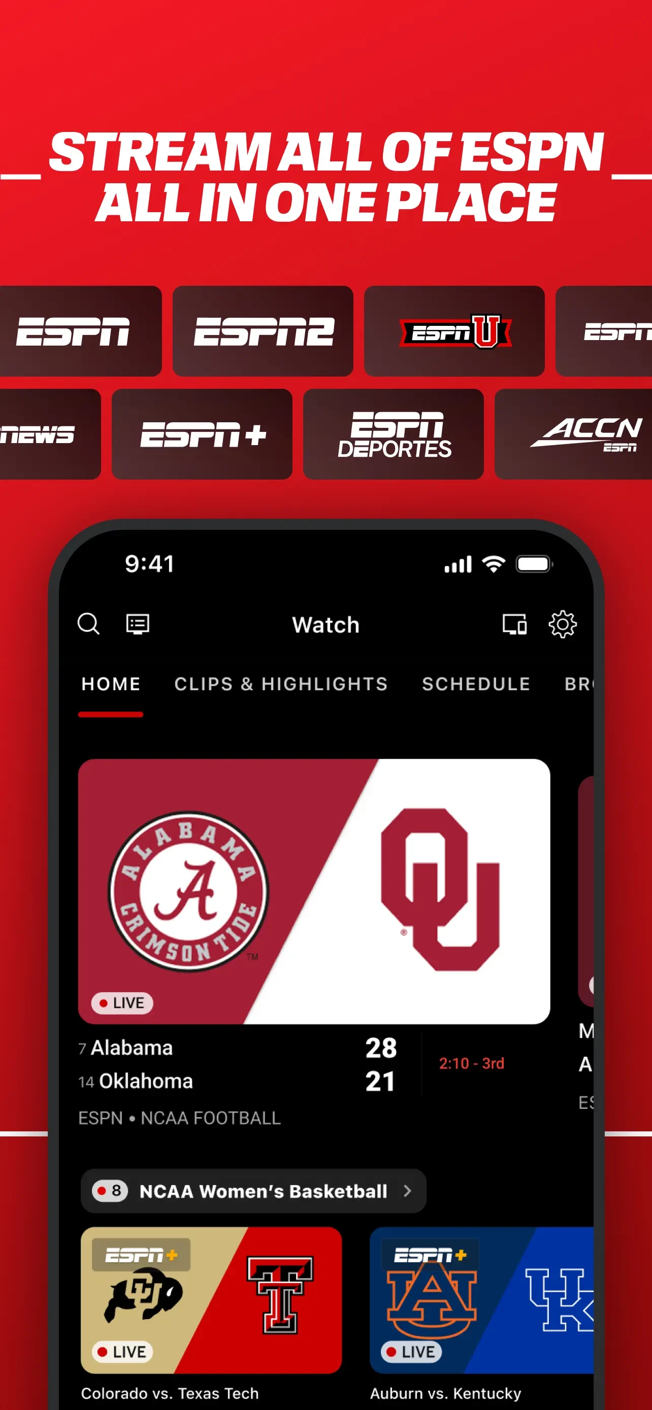 ESPN: Live Sports & Scores app store screenshot 1 — Sports (iOS)