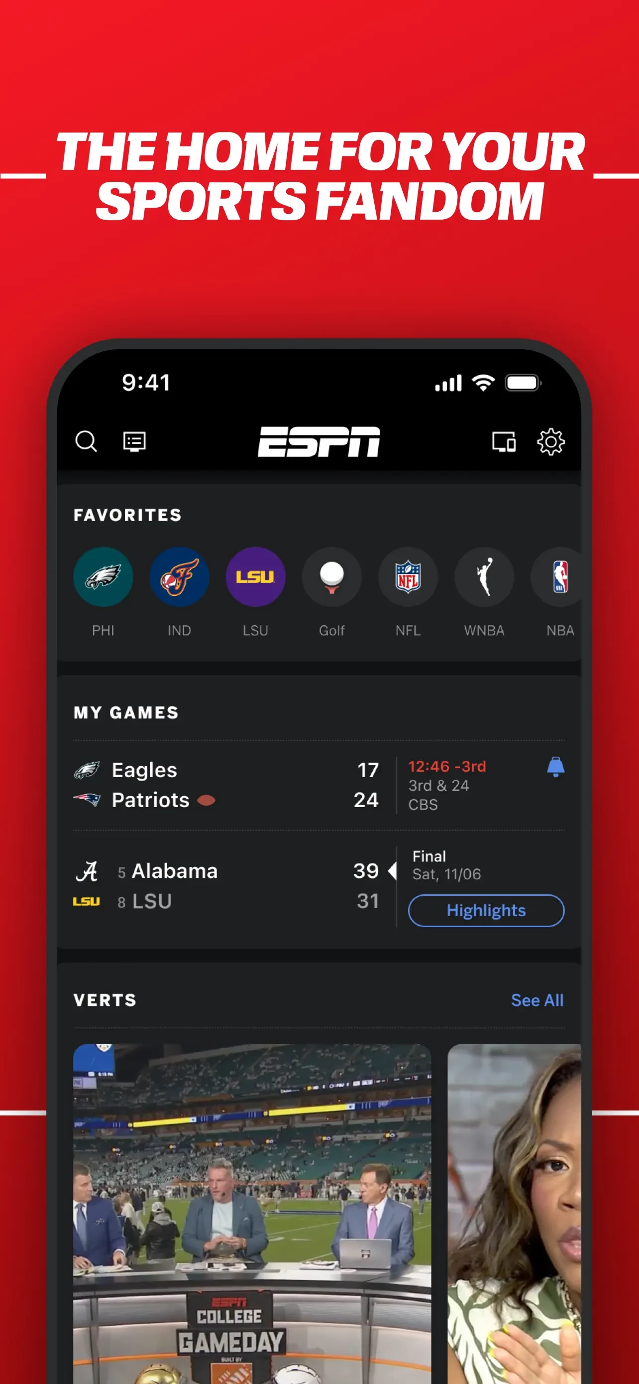 ESPN: Live Sports & Scores app store screenshot 2 — Sports (iOS)