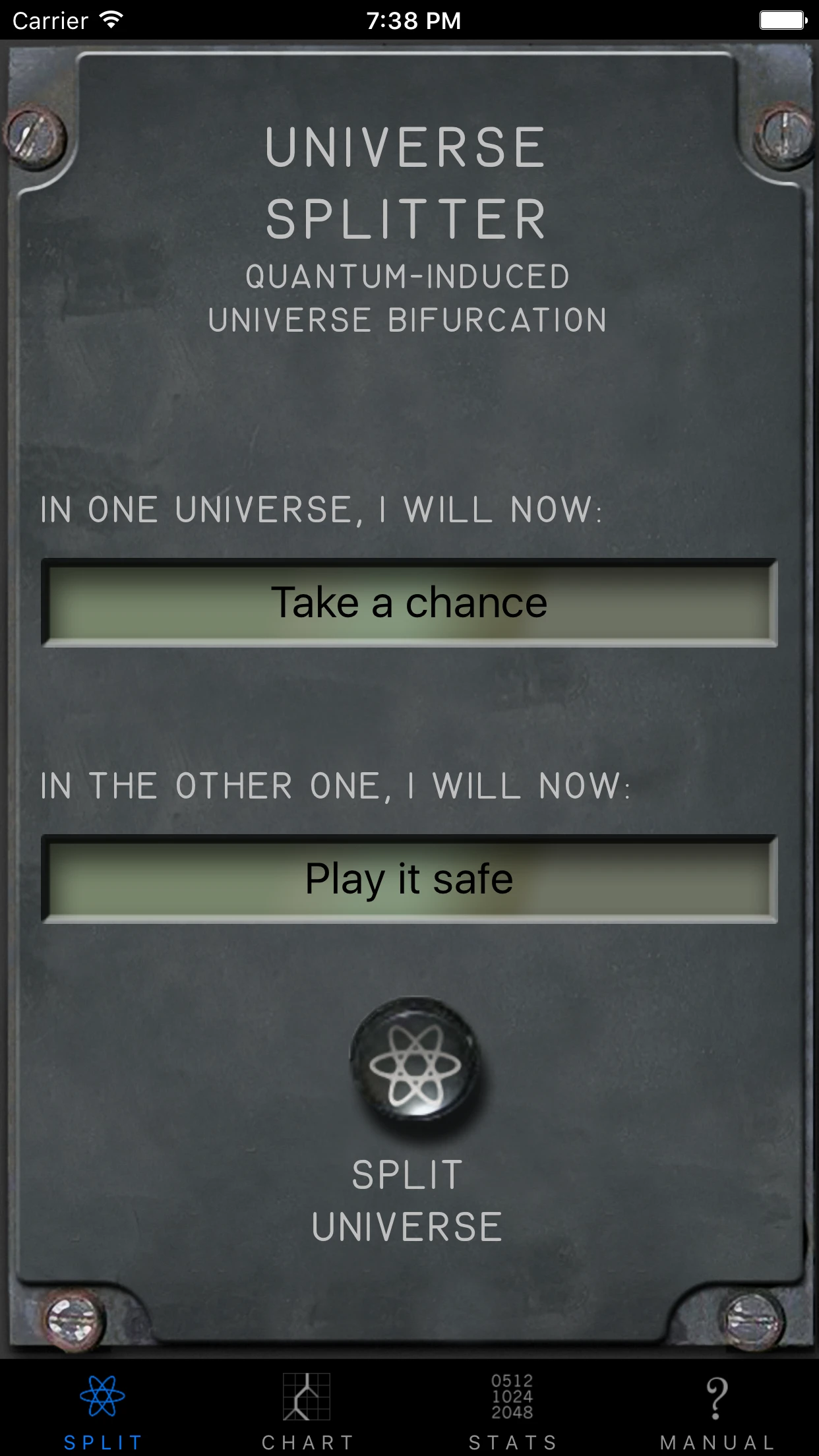 Universe Splitter app store screenshot 1 — Entertainment (iOS)