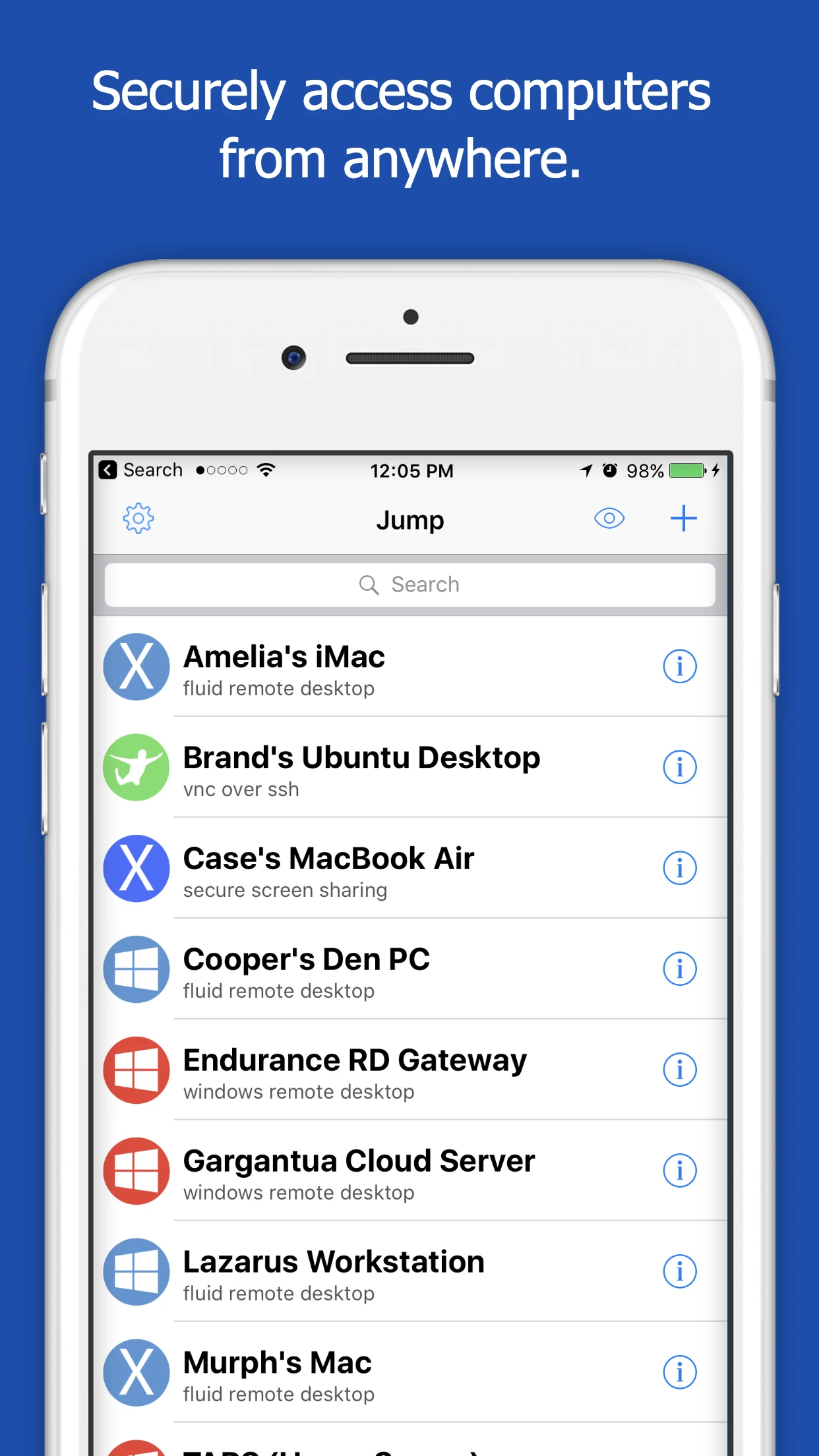 Jump Desktop (RDP, VNC, Fluid) app store screenshot 1 — Business (iOS)