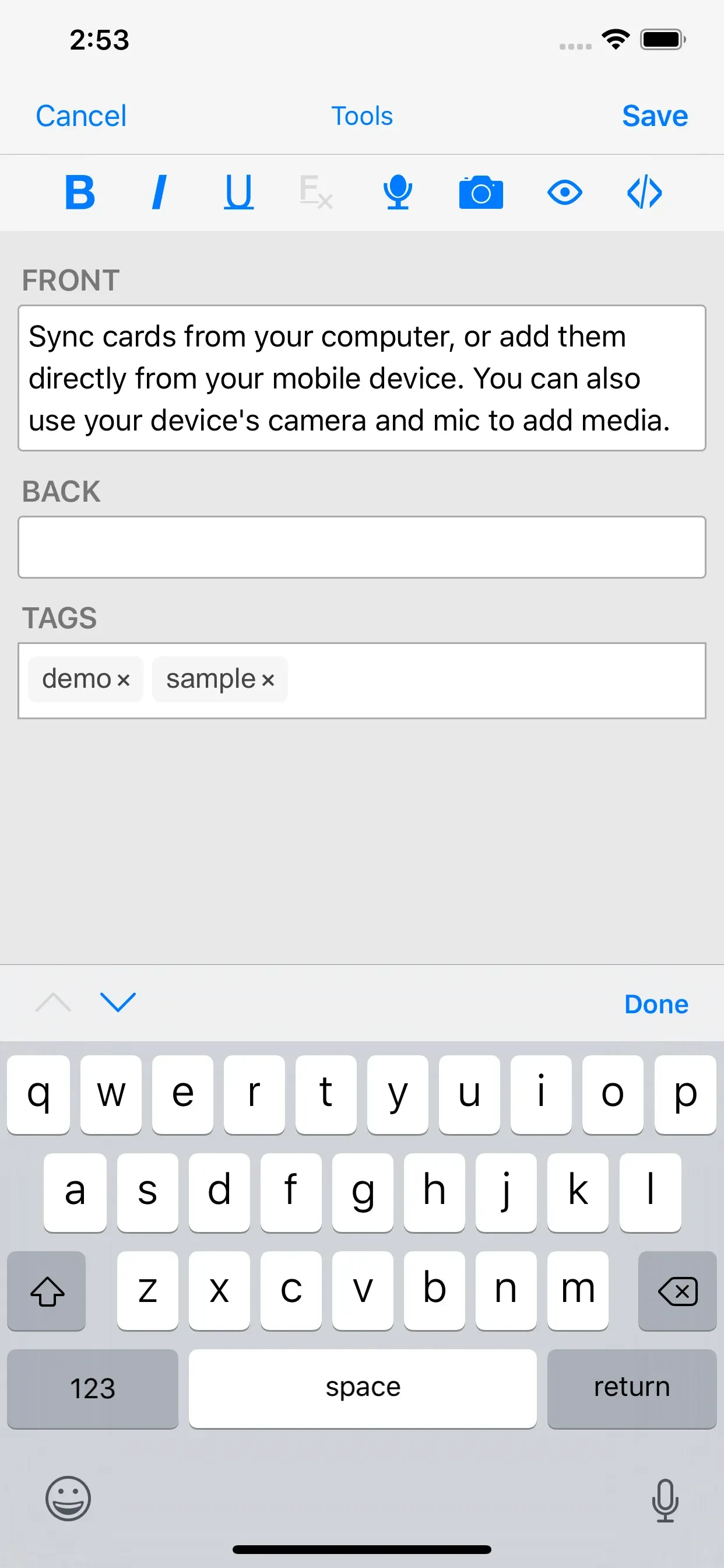 AnkiMobile Flashcards app store screenshot 3 — Education (iOS)