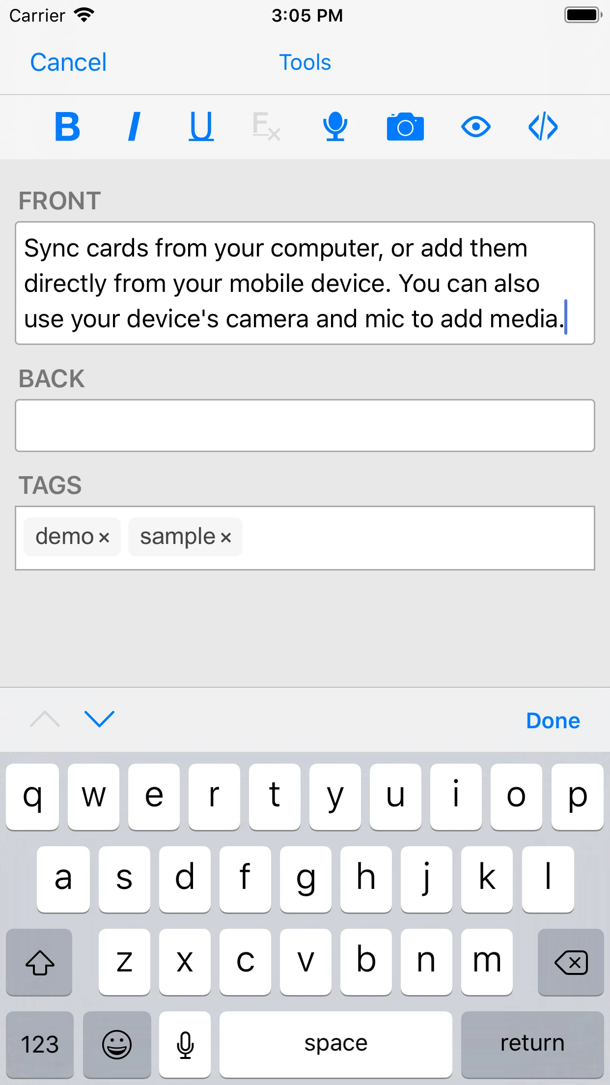 AnkiMobile Flashcards app store screenshot 3 — Education (iOS)