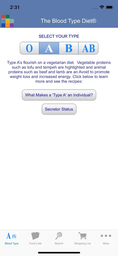 Blood Type Diet® app store screenshot 1 — Health & Fitness (iOS)