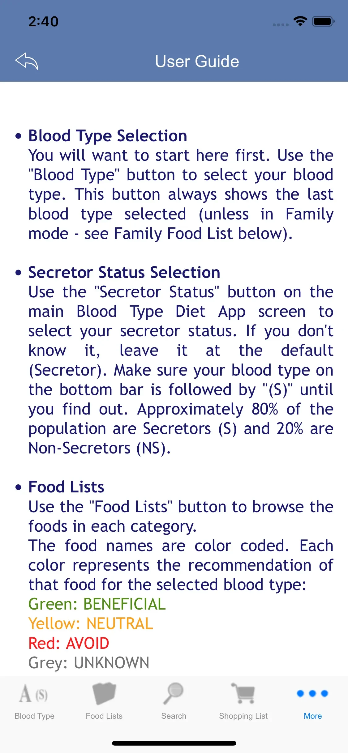 Blood Type Diet® app store screenshot 7 — Health & Fitness (iOS)