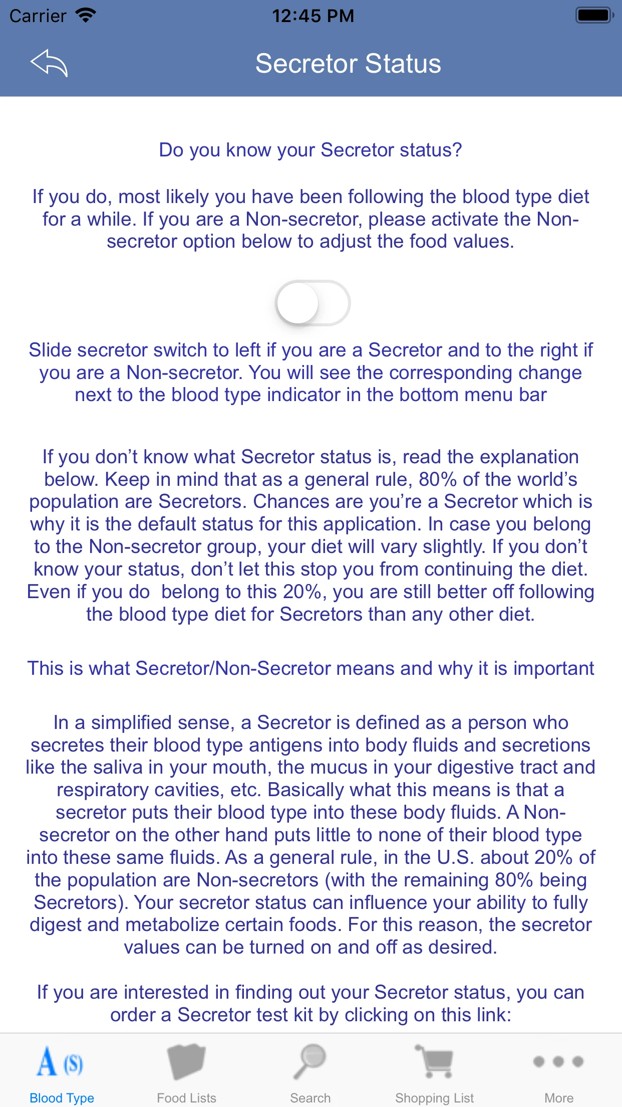Blood Type Diet® app store screenshot 2 — Health & Fitness (iOS)