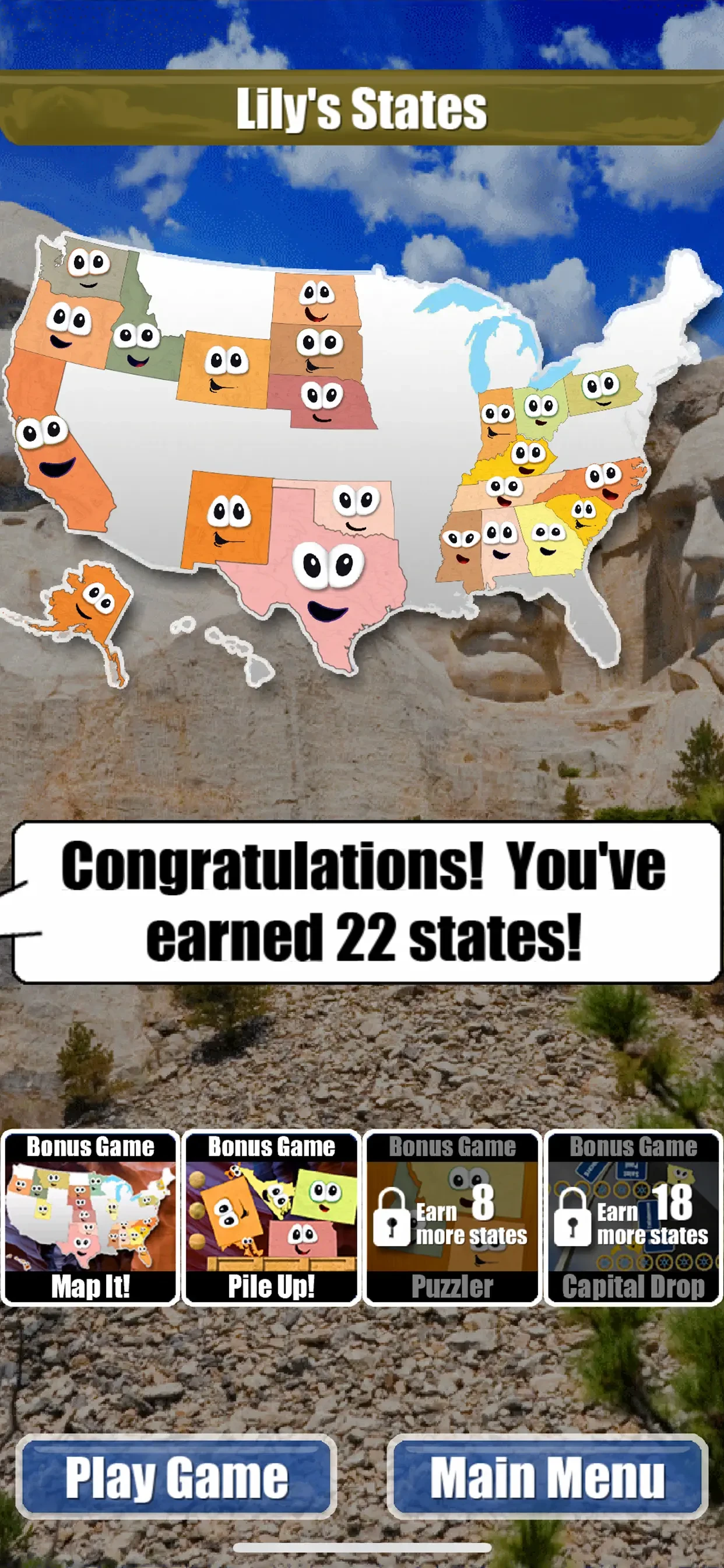 Stack the States® app store screenshot 2 — Education (iOS)
