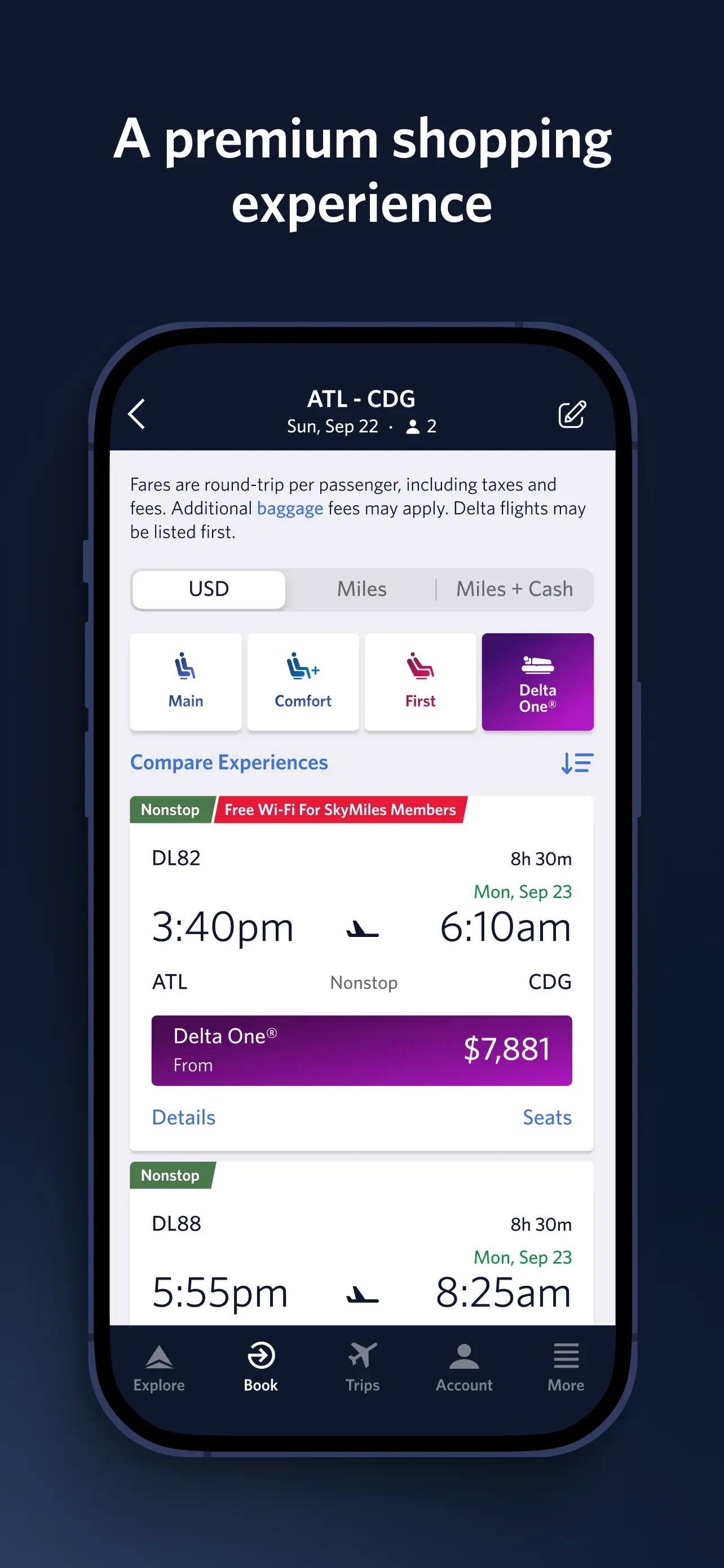 Fly Delta app store screenshot 3 — Travel (iOS)