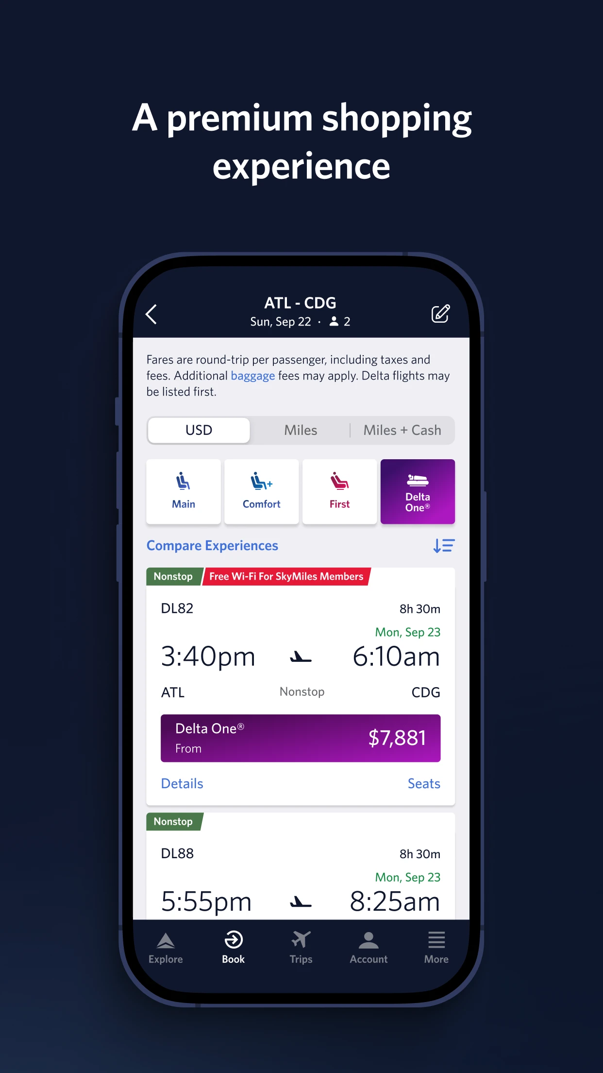 Fly Delta app store screenshot 3 — Travel (iOS)
