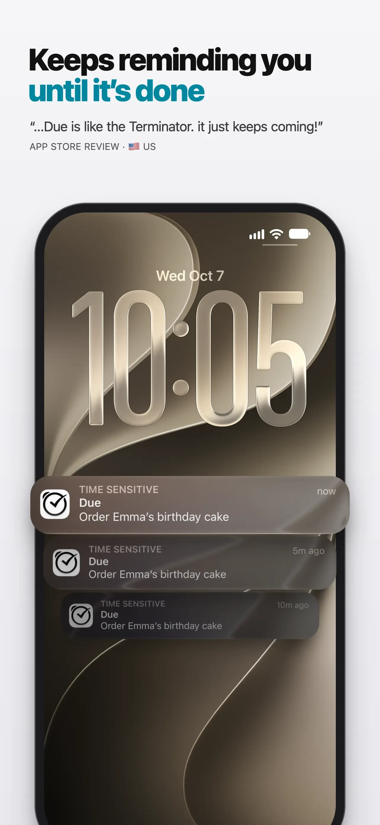 Due - Reminders & Timers app store screenshot 1 — Productivity (iOS)