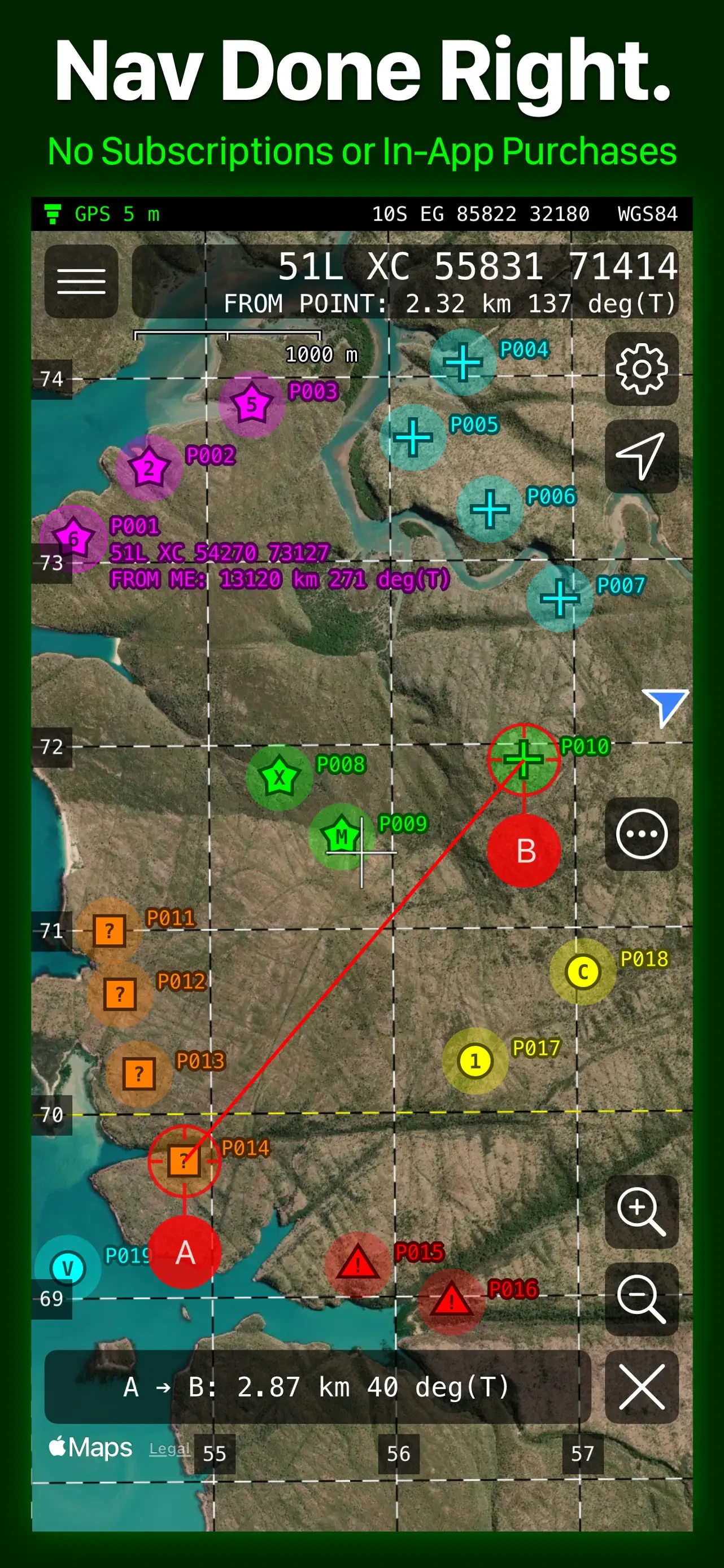 MilGPS app store screenshot 1 — Navigation (iOS)