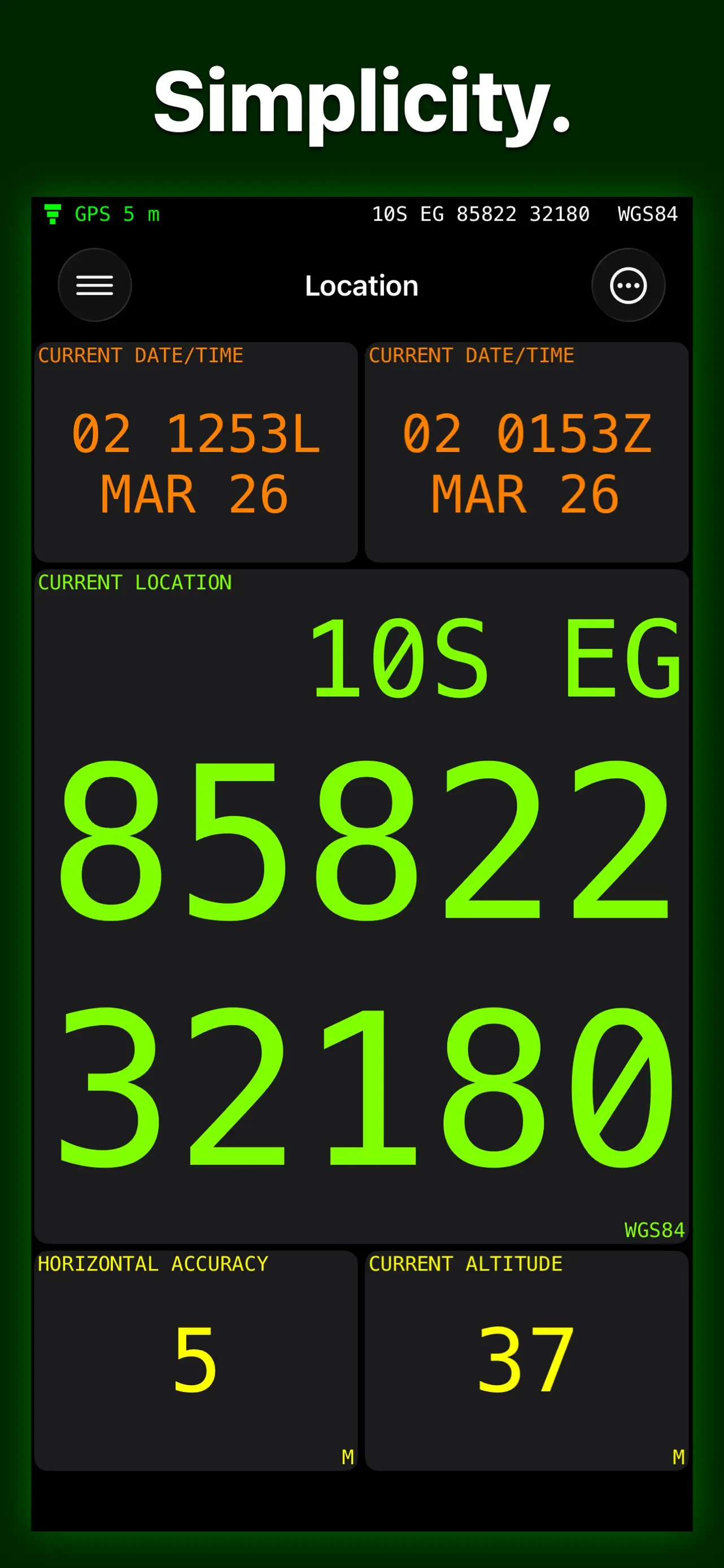 MilGPS app store screenshot 2 — Navigation (iOS)