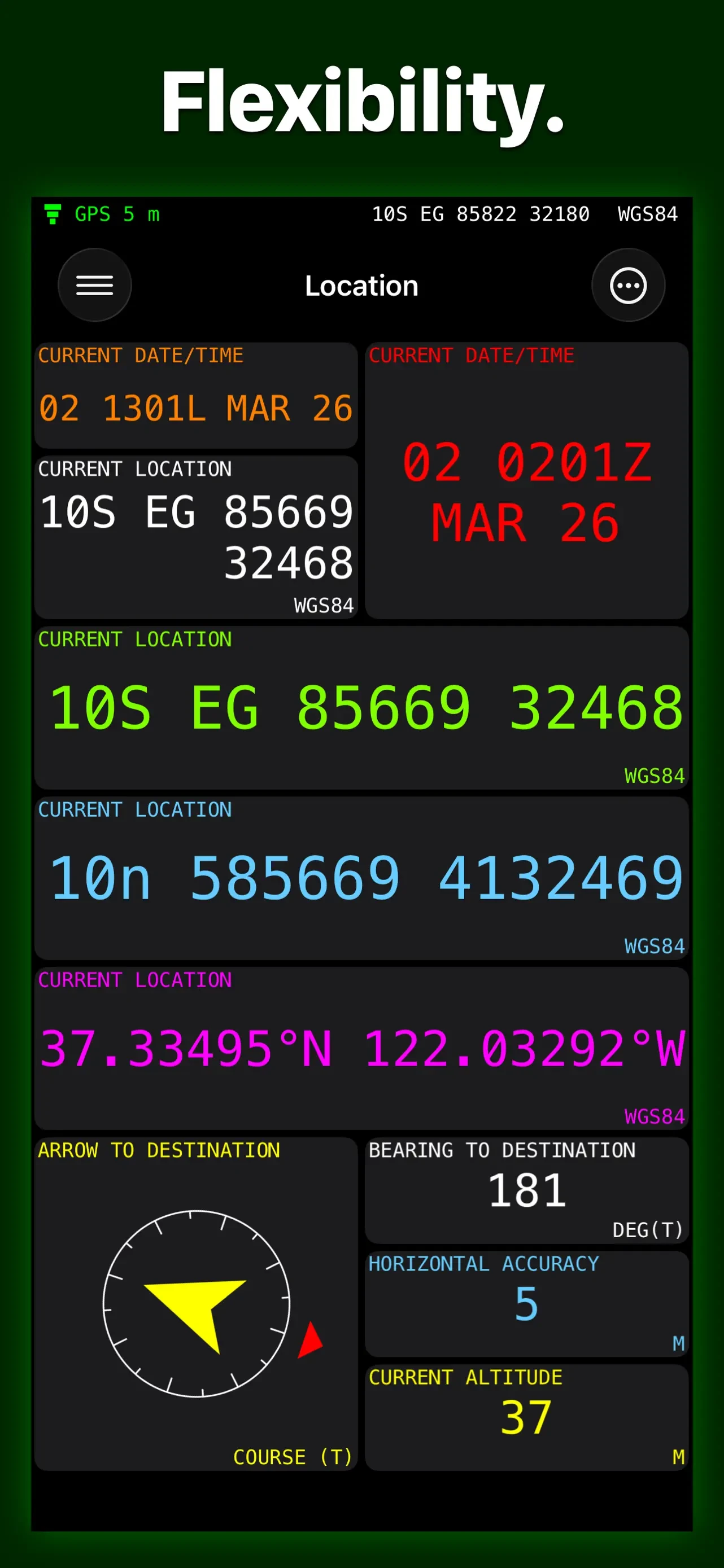 MilGPS app store screenshot 5 — Navigation (iOS)