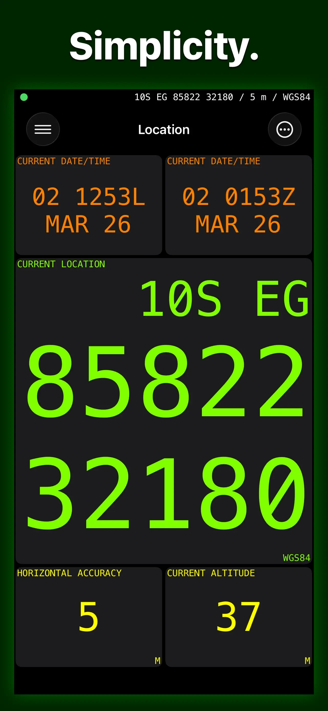 MilGPS app store screenshot 2 — Navigation (iOS)