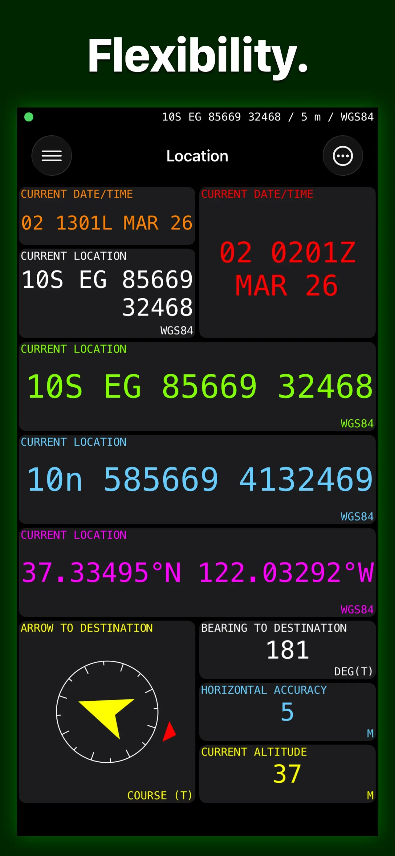 MilGPS app store screenshot 5 — Navigation (iOS)