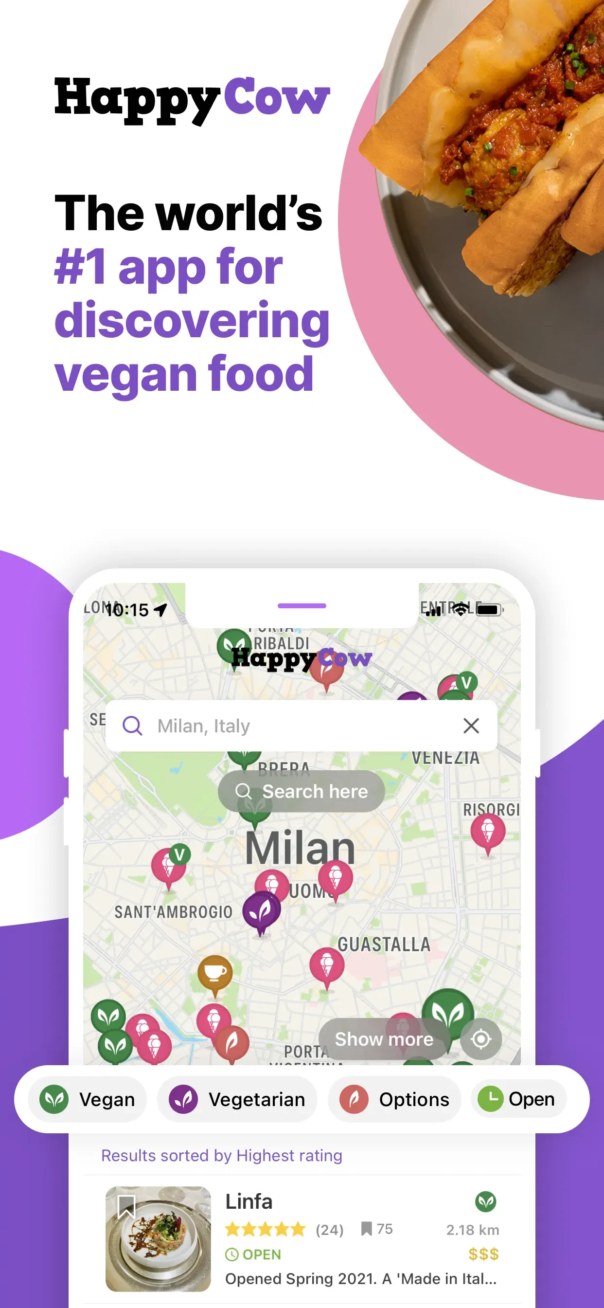 HappyCow - Vegan Food Near You app store screenshot 2 — Travel (iOS)